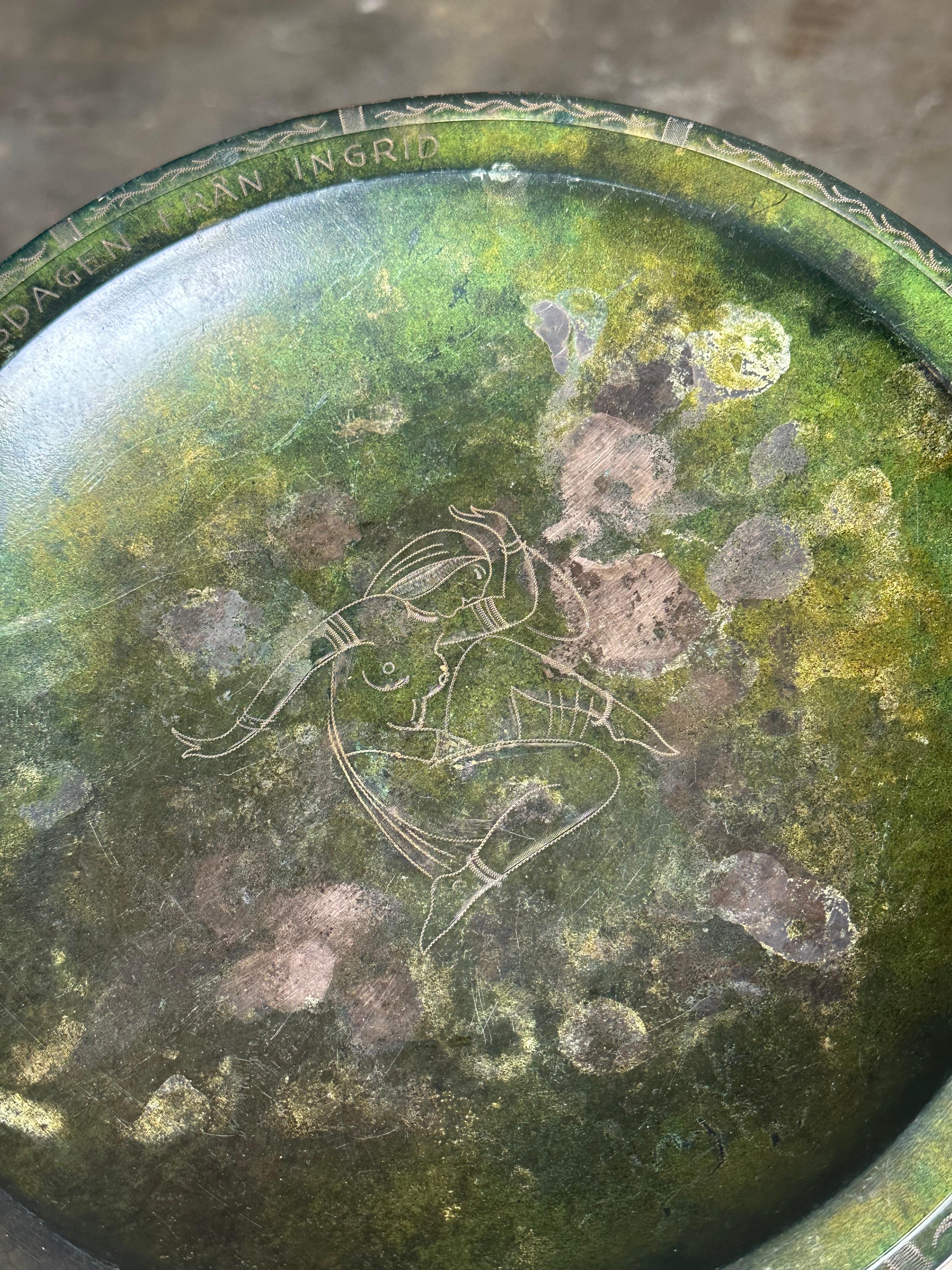 1960s Modernist Bronze Low Bowl, Sweden For Sale 1