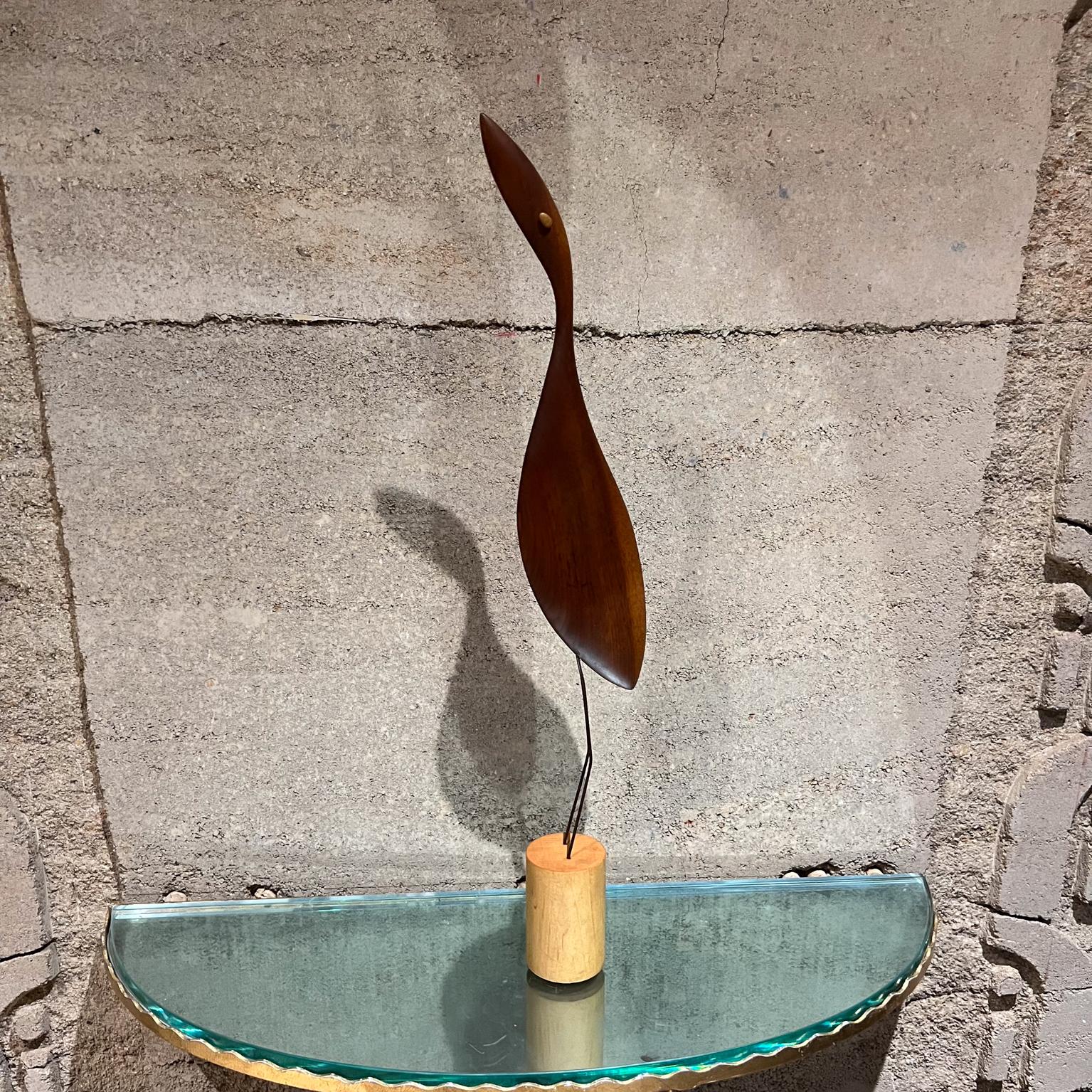 1960s Modernist Carved Wood Egret Bird Sculpture K & P For Sale 1