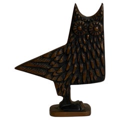 1960s Modernist Cast Bronze Owl