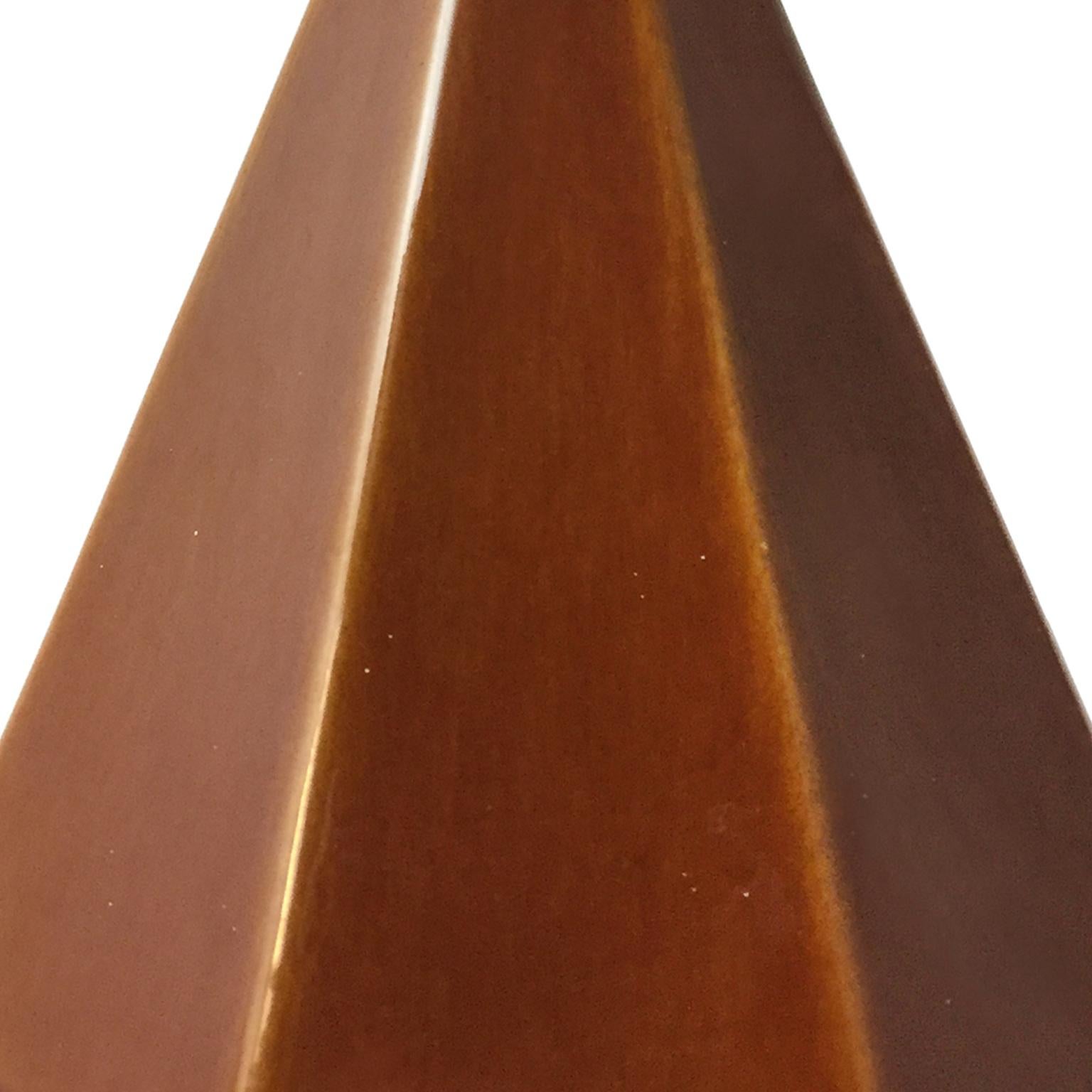 American 1960s Modernist Ceramic Pyramid with Auburn Glaze For Sale