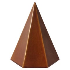 1960s Modernist Ceramic Pyramid with Auburn Glaze