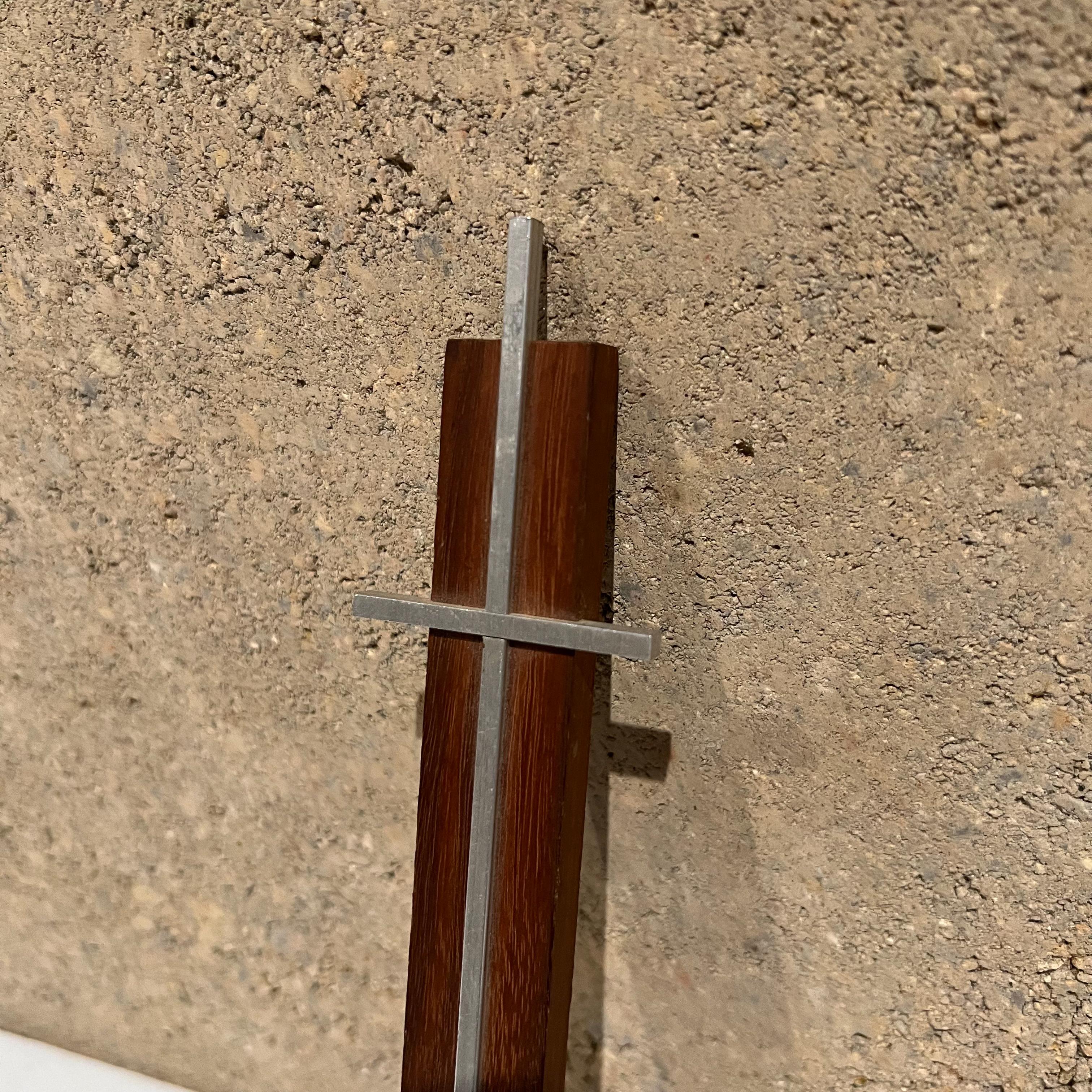 1960s Modernist Cross Crucifix Wood and Aluminum Minimalist Midcentury Design 2