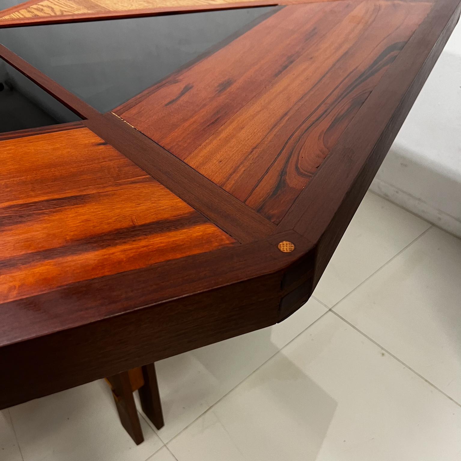 American 1960s Modernist Custom Design Dining Table Elaborate Solid Wood Marquetry  For Sale