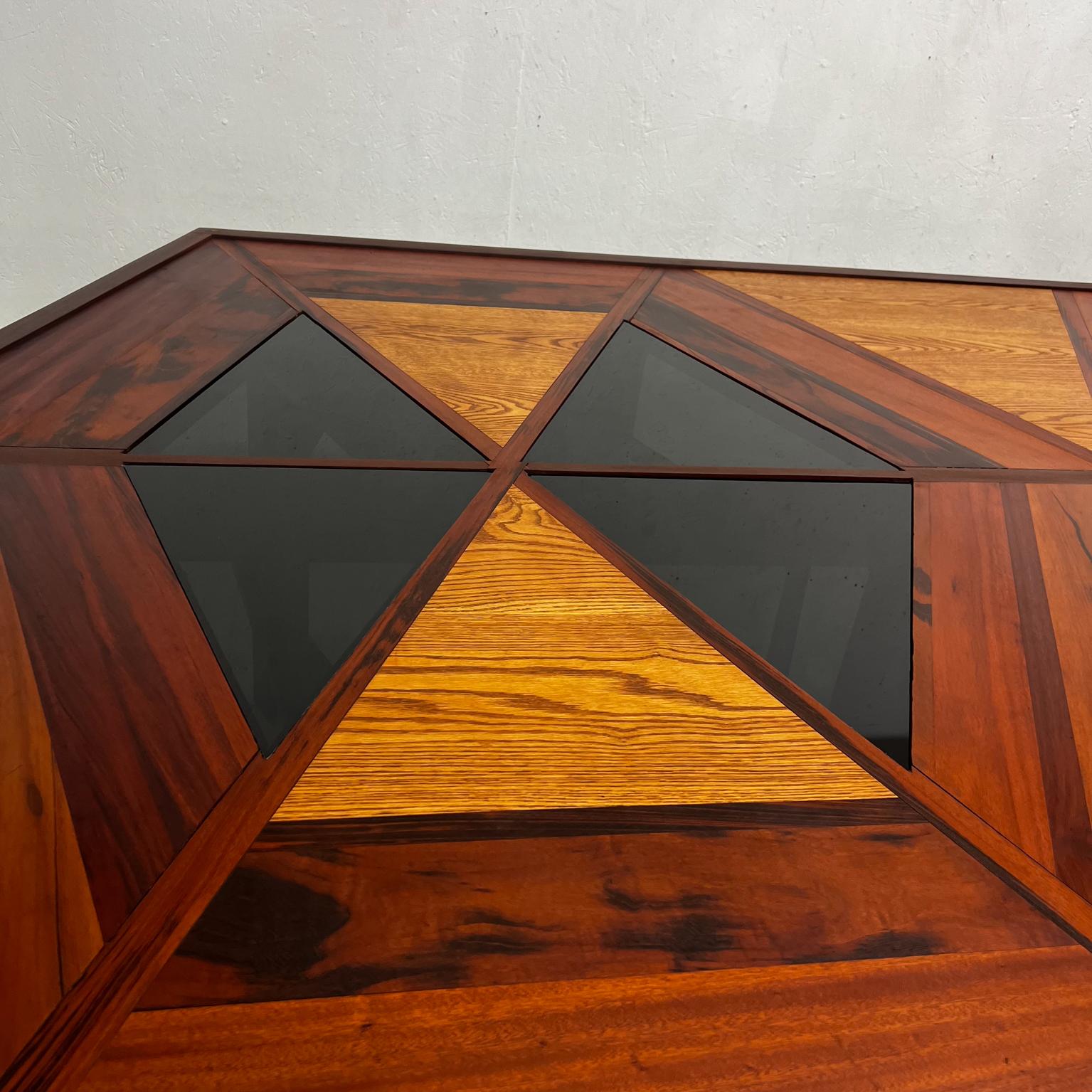 1960s Modernist Custom Design Dining Table Elaborate Solid Wood Marquetry For Sale 2