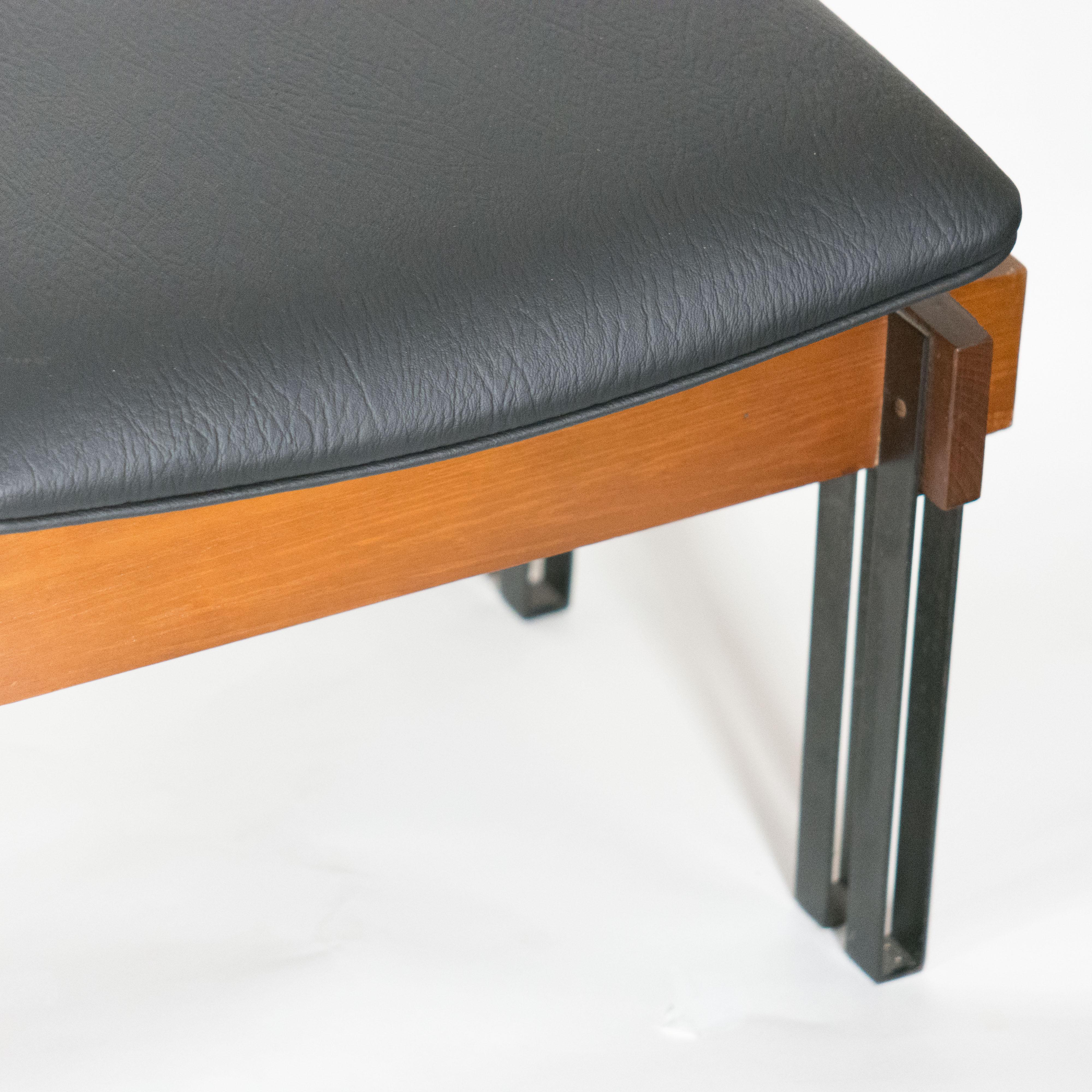 1960s Modernist Dark Wood & Leather Bench Italian Design Inge and Luciano Rubino 7