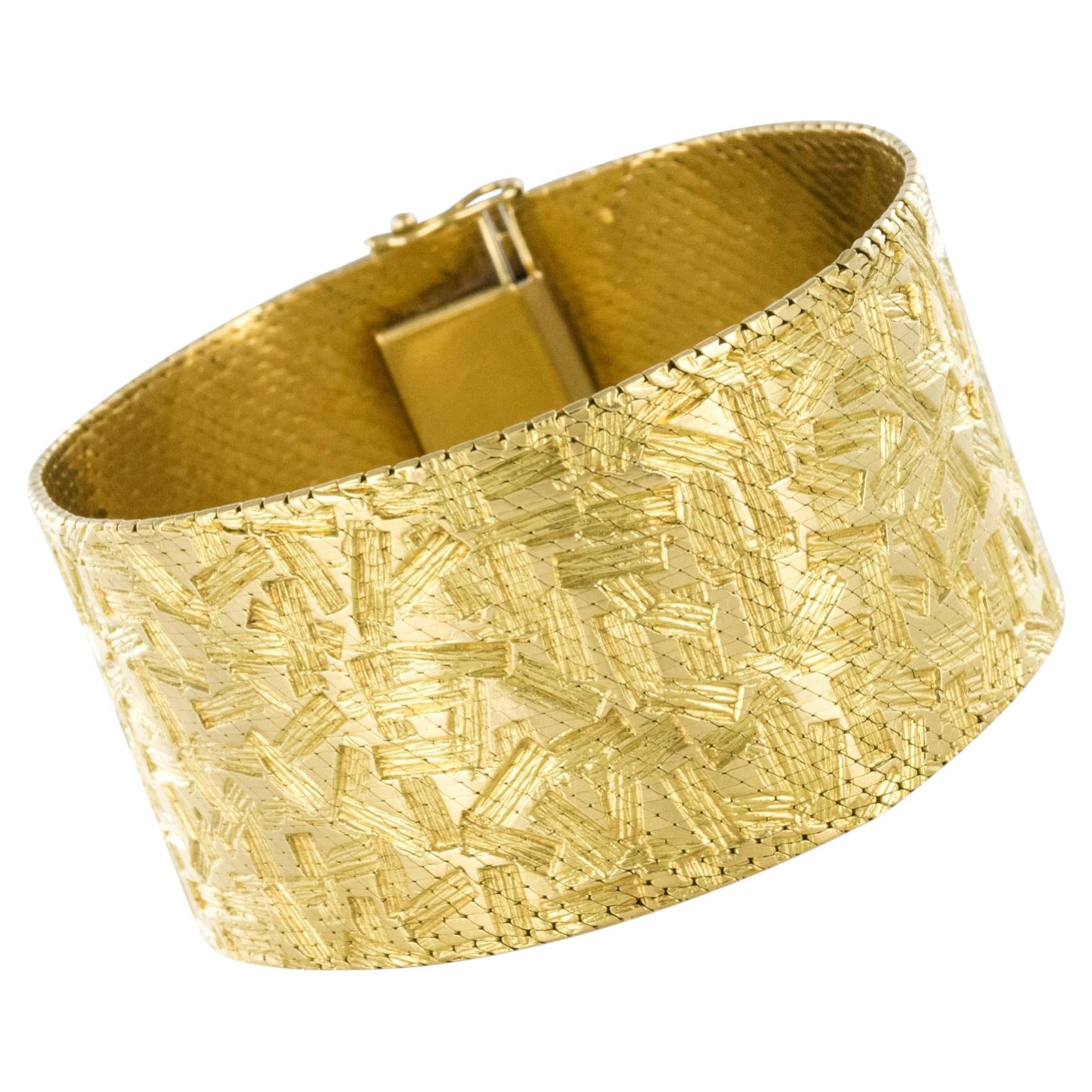 1960s Modernist Decor 18 Karat Yellow Gold Ribbon Bracelet