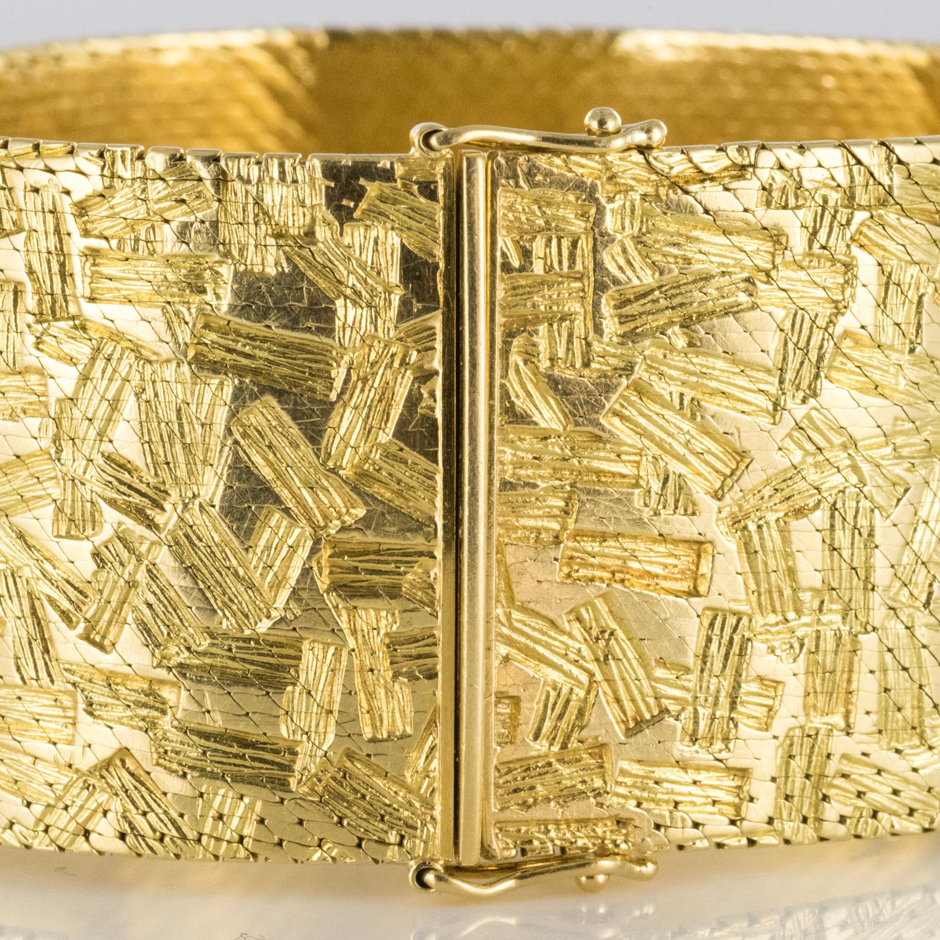 Bracelet ruban en or jaune 18 carats dcor de style moderniste, annes 1960 en vente 6