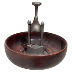 1960s Modernist Wood Nut Bowl + Nutcracker USA Patent