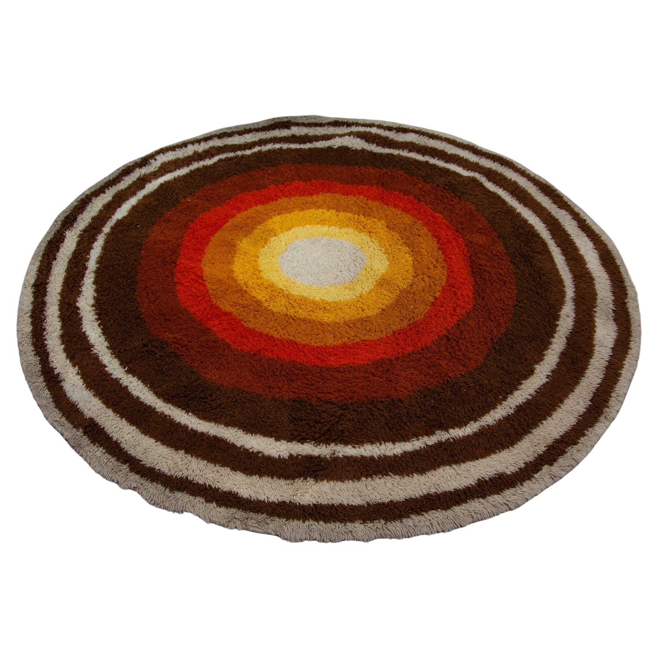 1960s Modernist Desso Round Carpet, Op Art For Sale