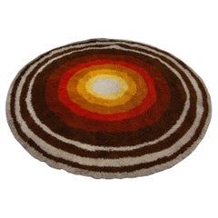 Vintage 1960s Modernist Desso Round Carpet, Op Art