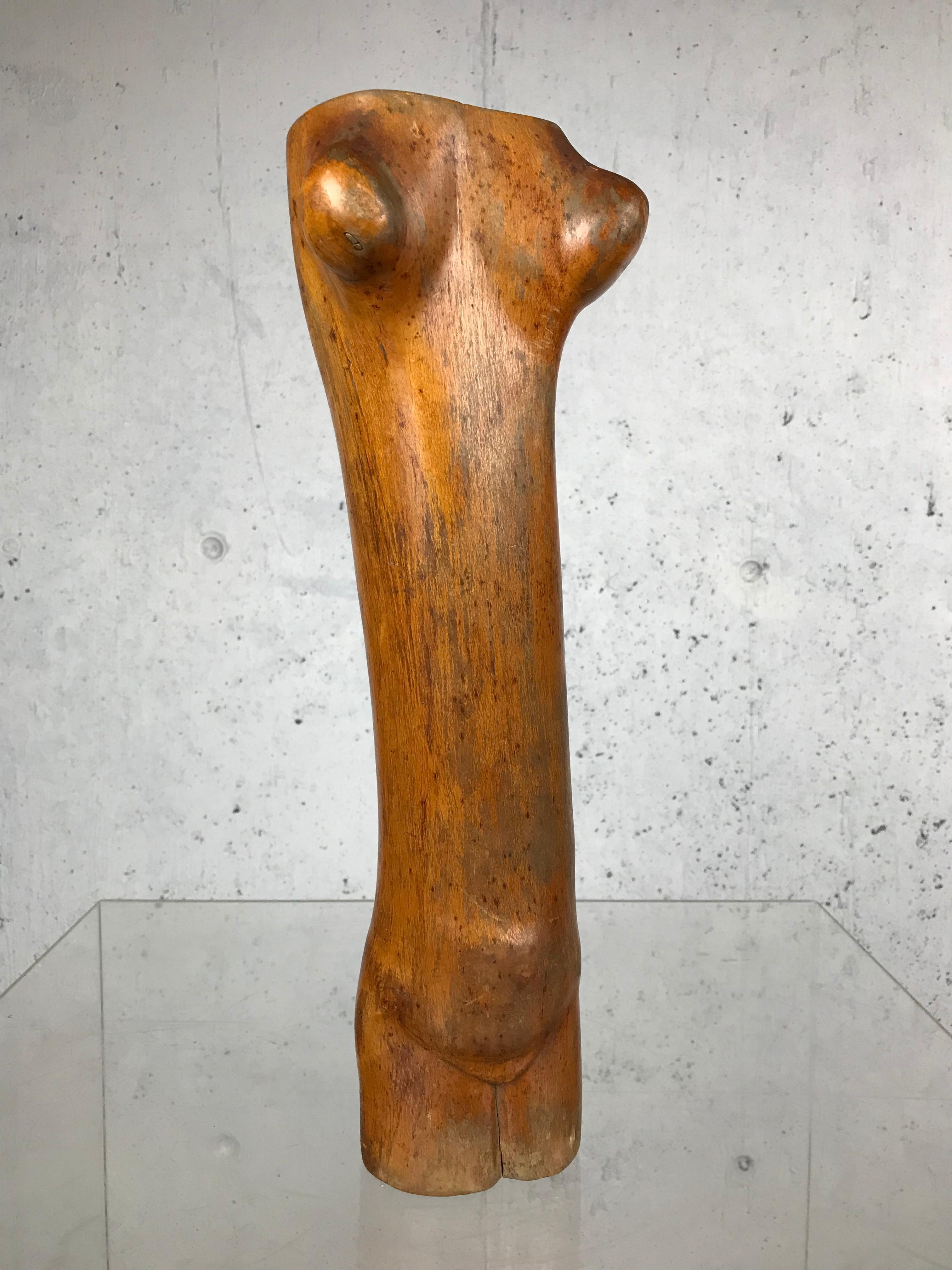1960s Modernist Female Torso Wood Sculpture Bust Mid Century Modern Art 10