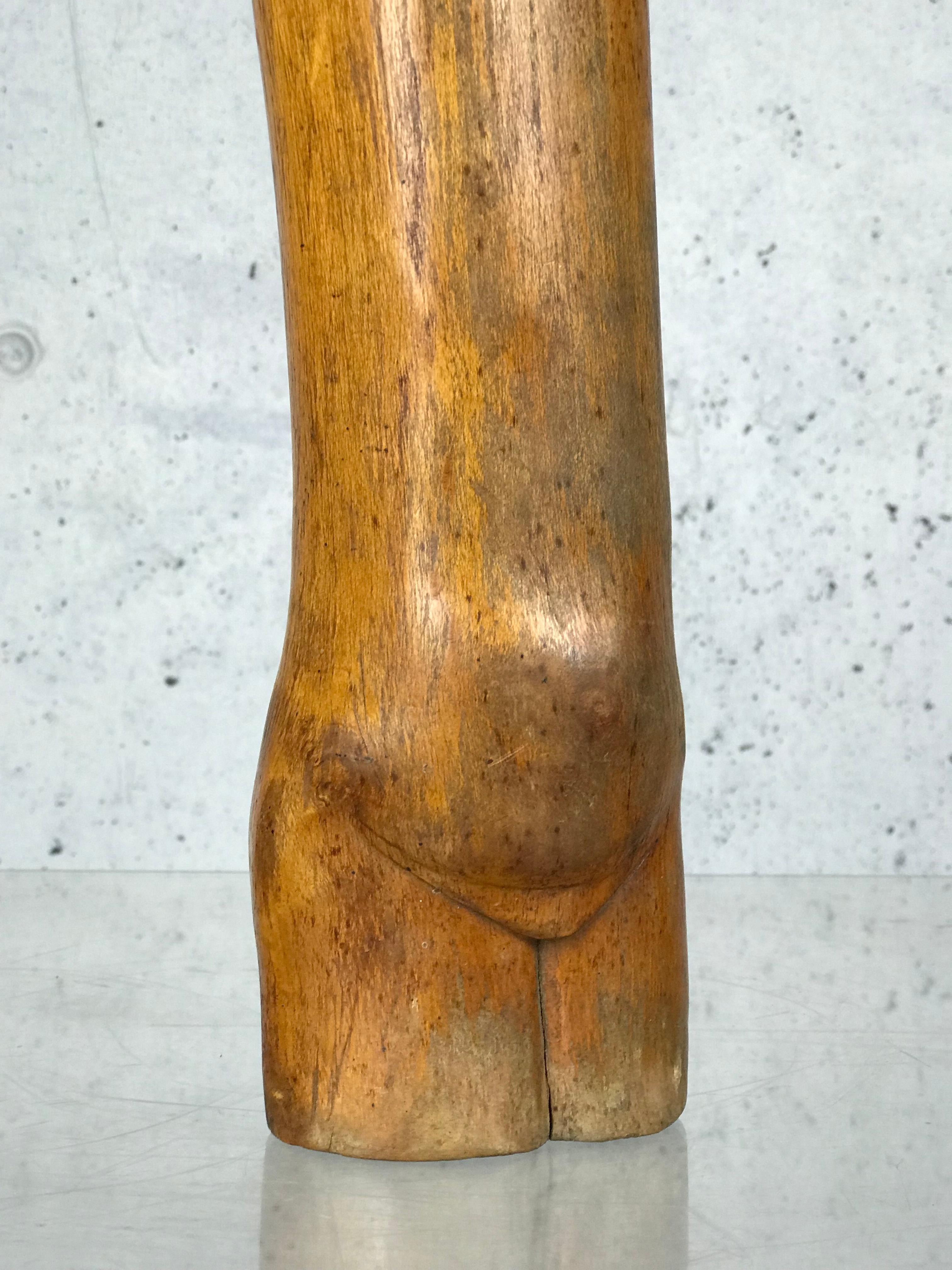 1960s Modernist Female Torso Wood Sculpture Bust Mid Century Modern Art In Distressed Condition In Southampton, NJ