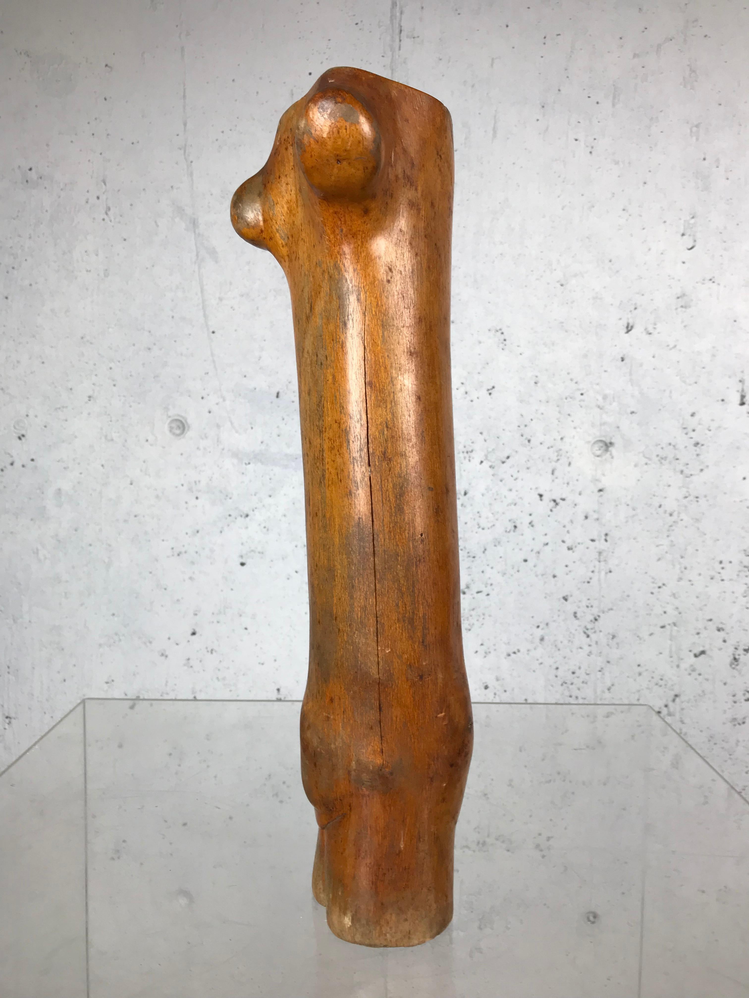 Mid-20th Century 1960s Modernist Female Torso Wood Sculpture Bust Mid Century Modern Art