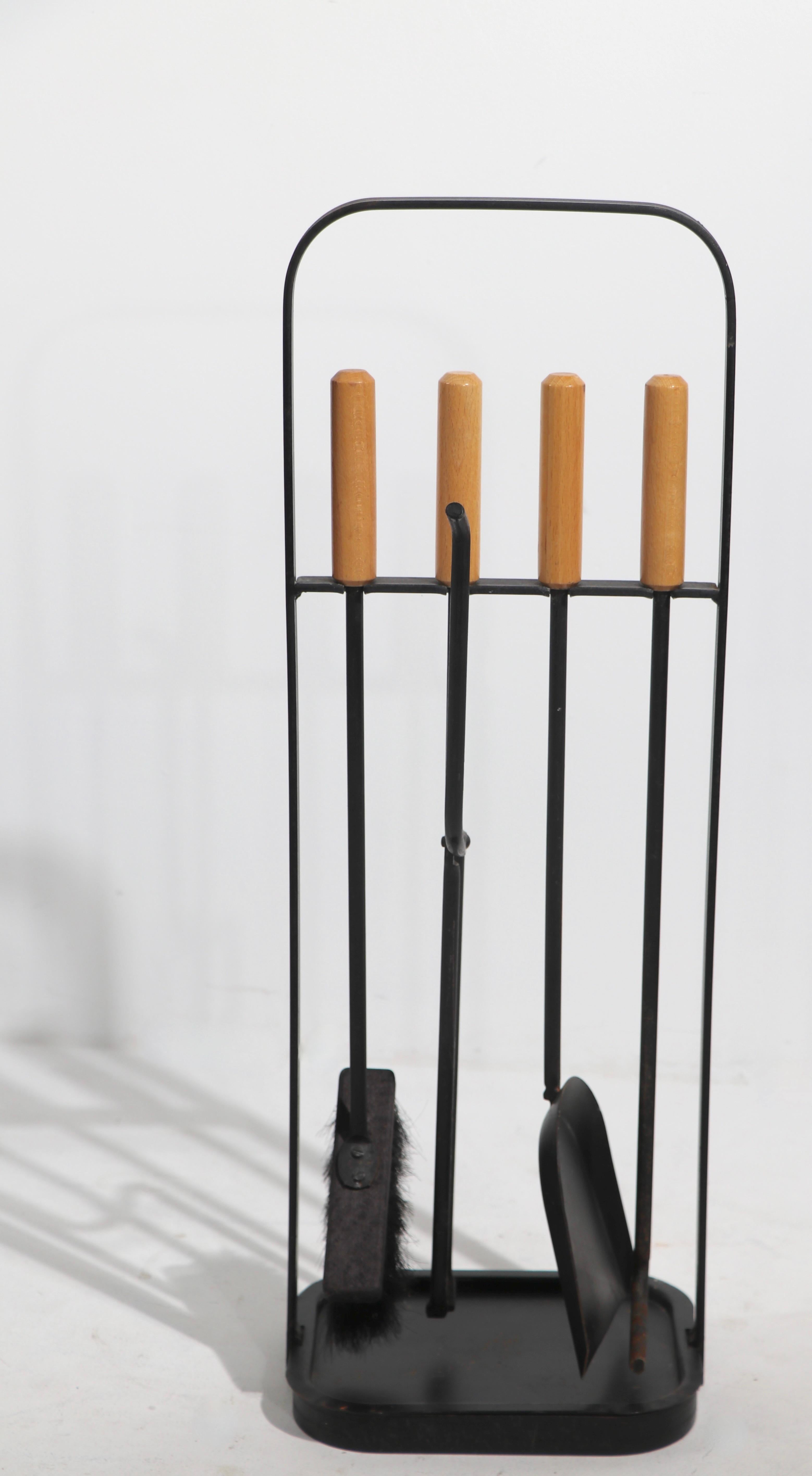Mid-Century Modern 1960's Modernist Fireplace Tool Set Made in Austria