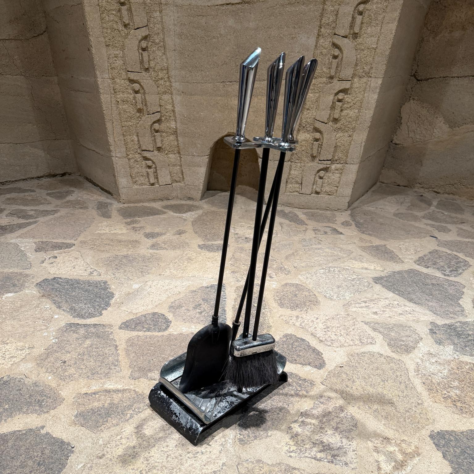 Metal 1960s Modernist Fireplace Tool Set For Sale