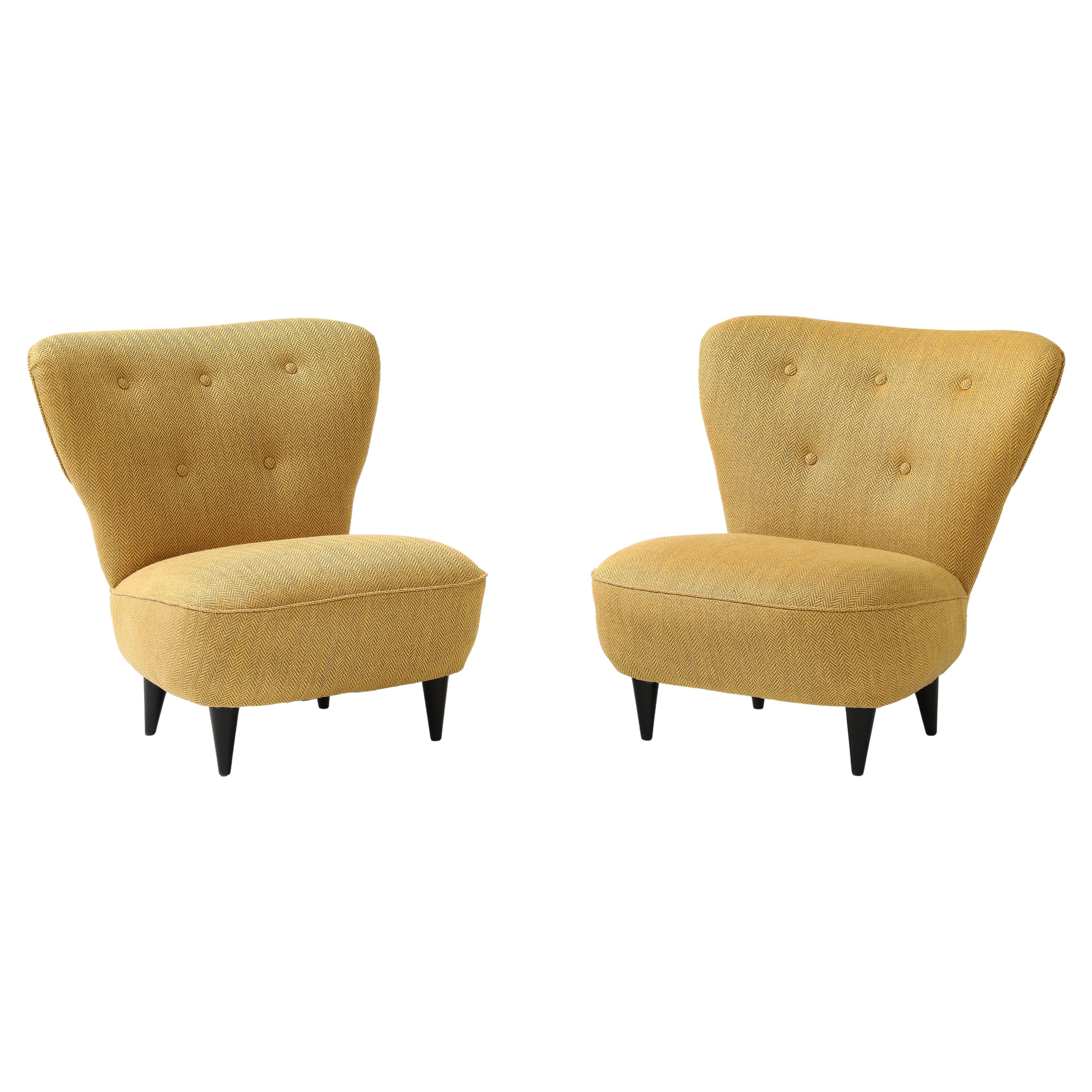 1960's Modernist French Slipper Chairs