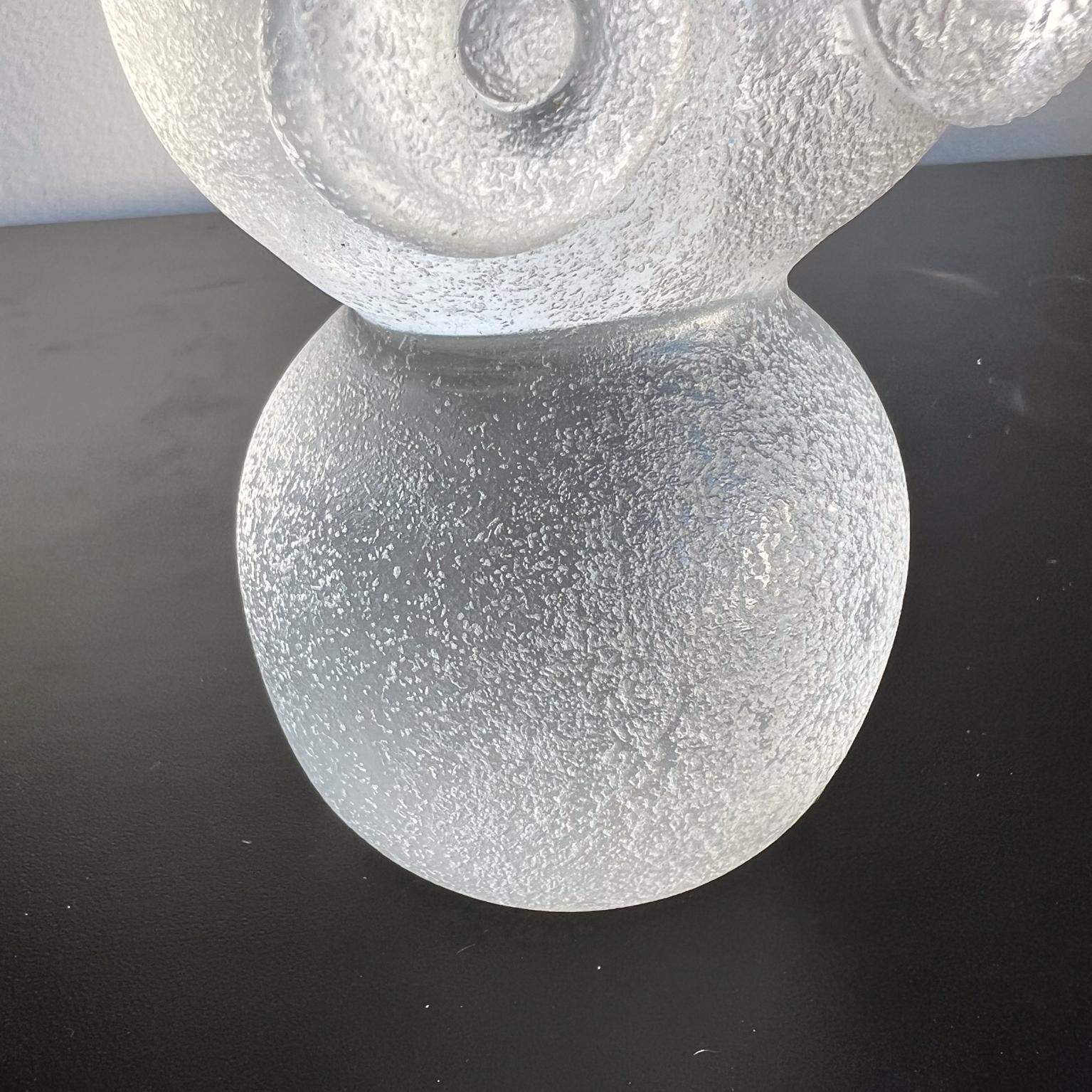 Presse-papiers hibou en verre dépoli moderniste des années 1960 6