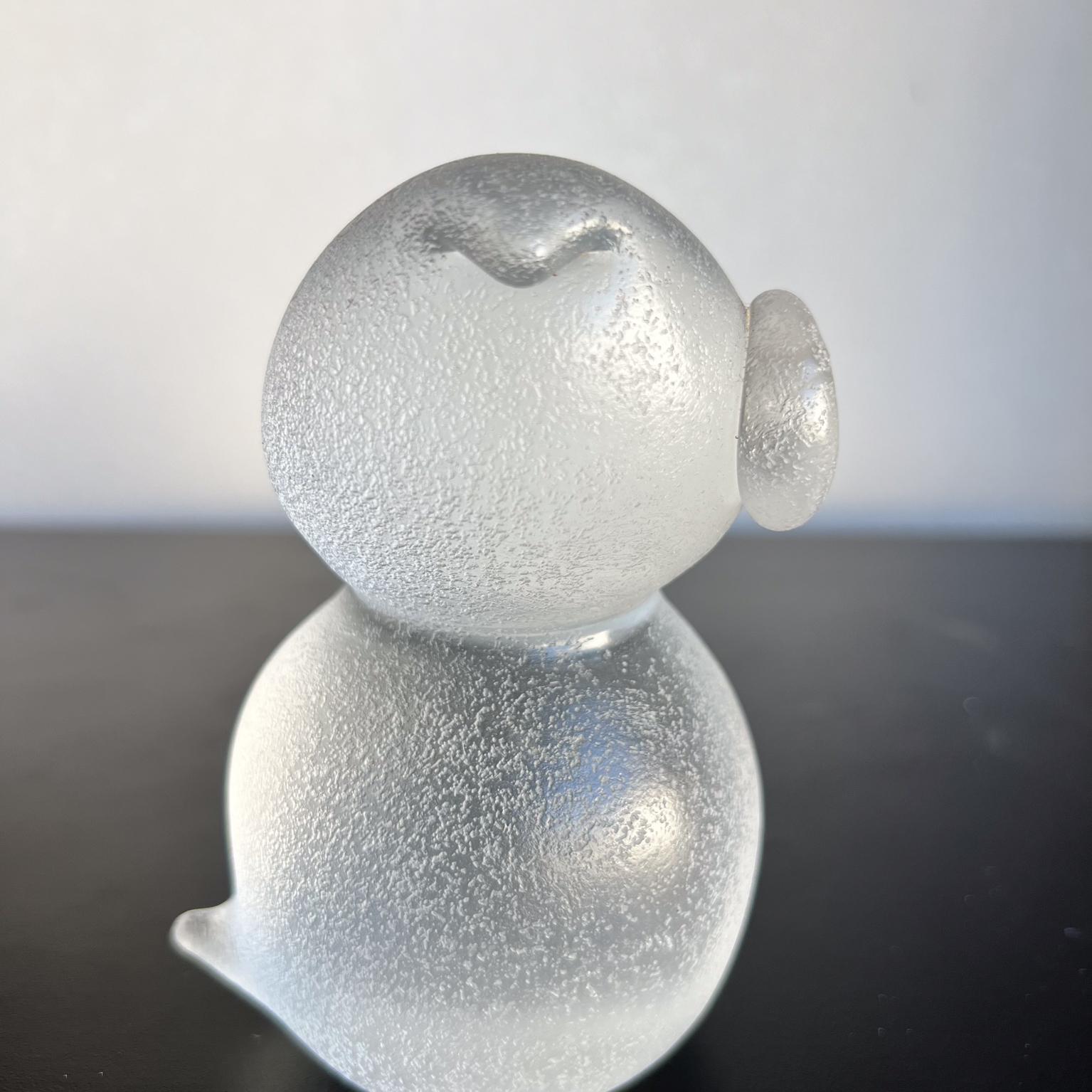 Presse-papiers hibou en verre dépoli moderniste des années 1960 2