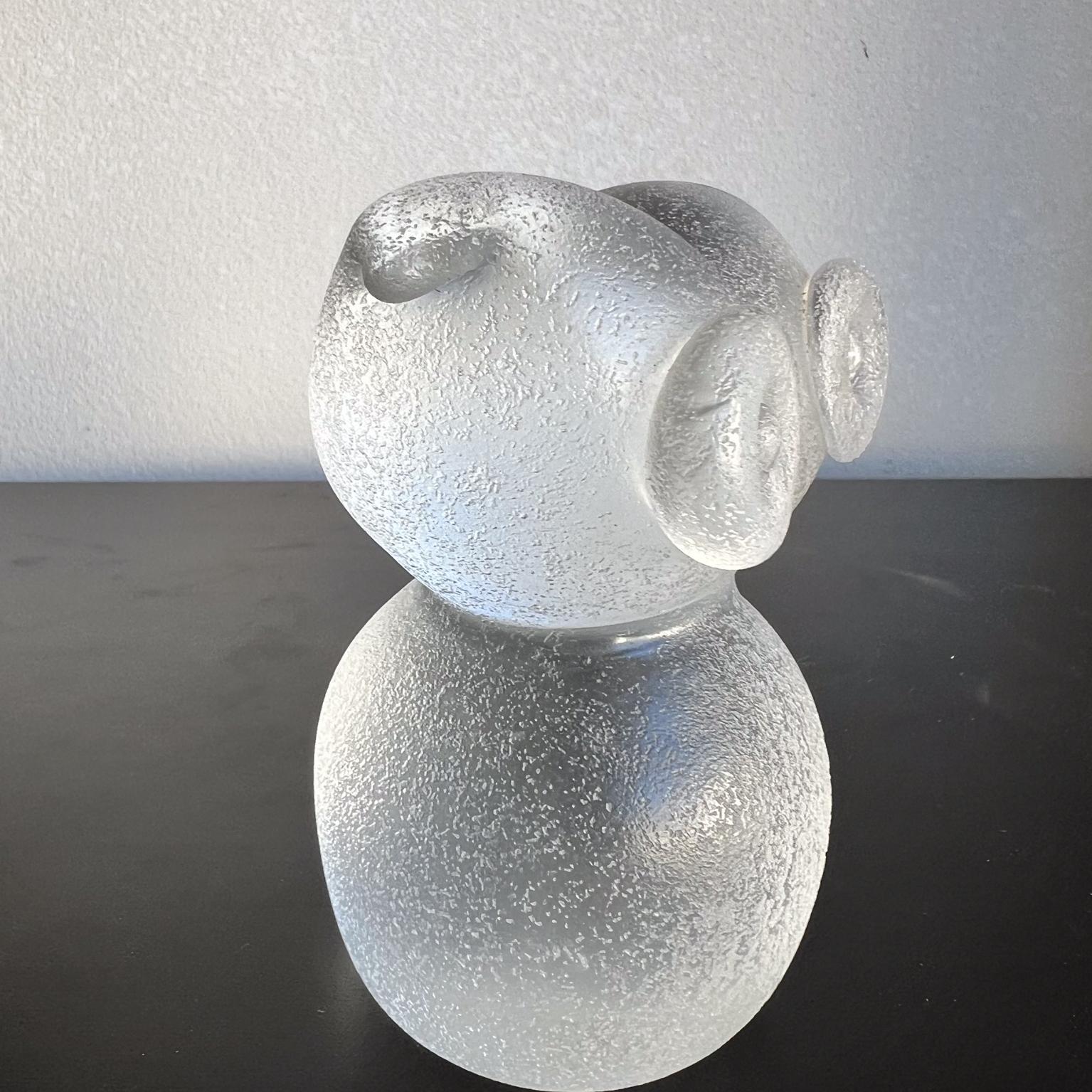 Presse-papiers hibou en verre dépoli moderniste des années 1960 3