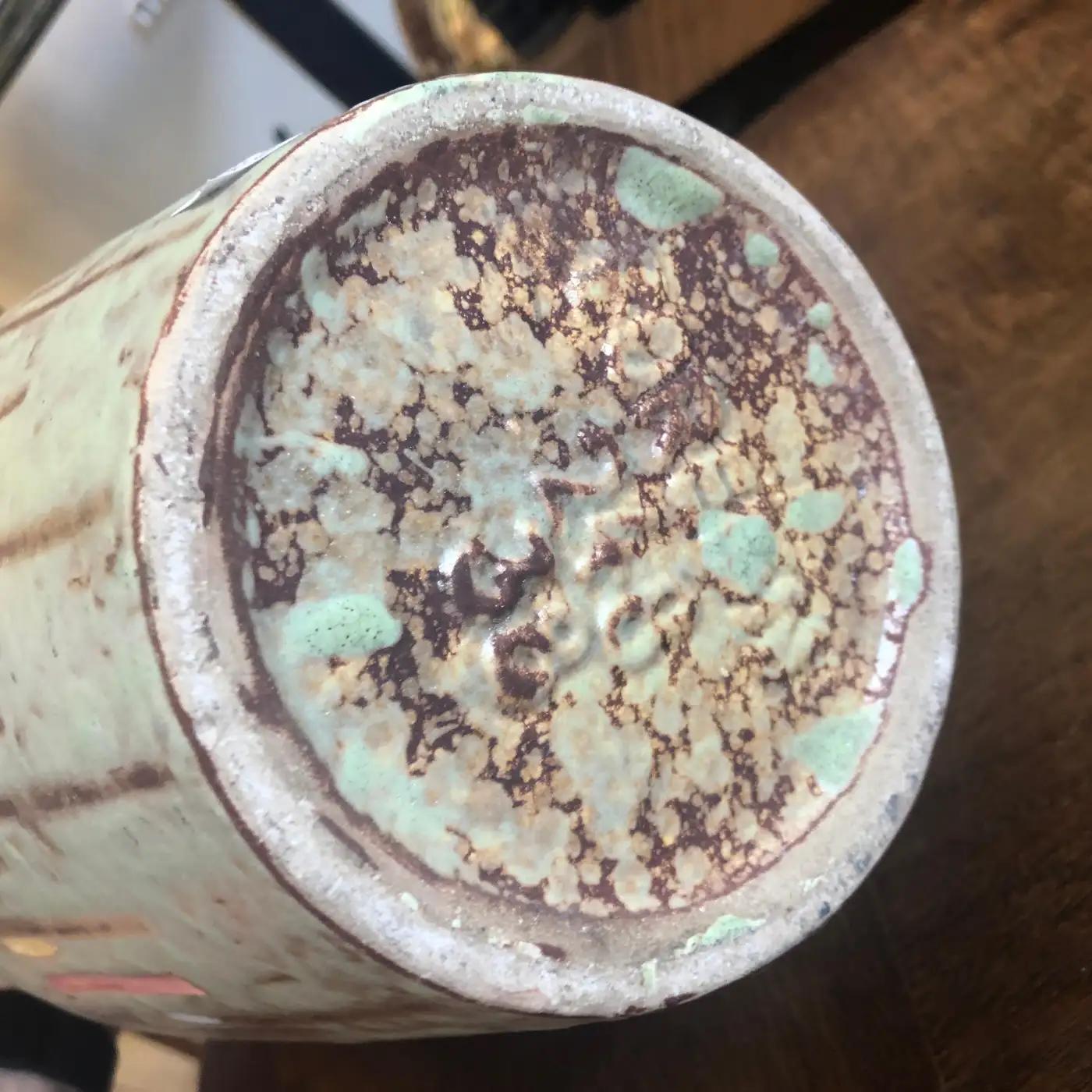 Vaso tedesco modernista in ceramica verde degli anni '60 di Scheurich in vendita 1