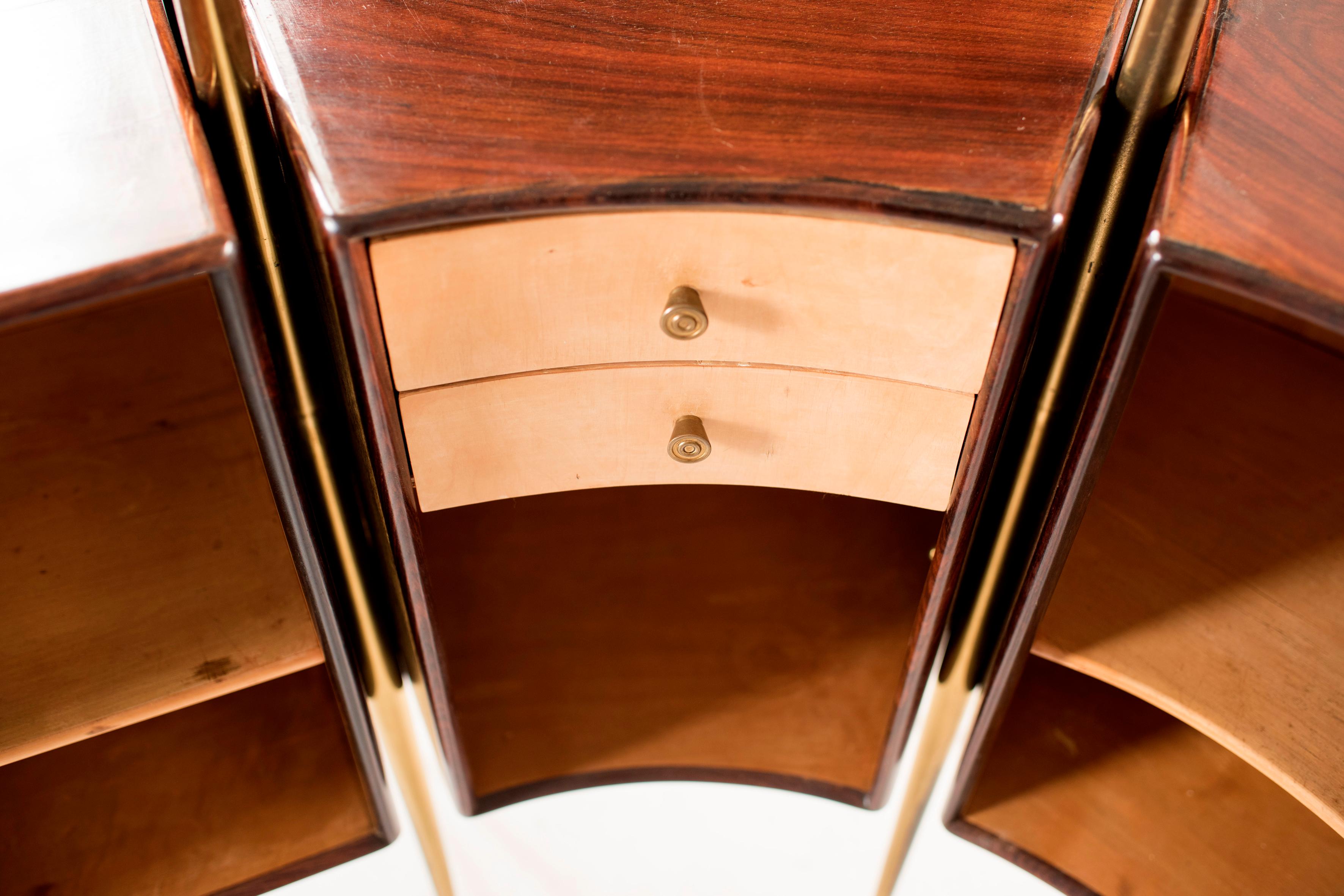1960s Modernist Italian Cocktail Bar Set Cabinet and stools Gio Ponti Manner 3