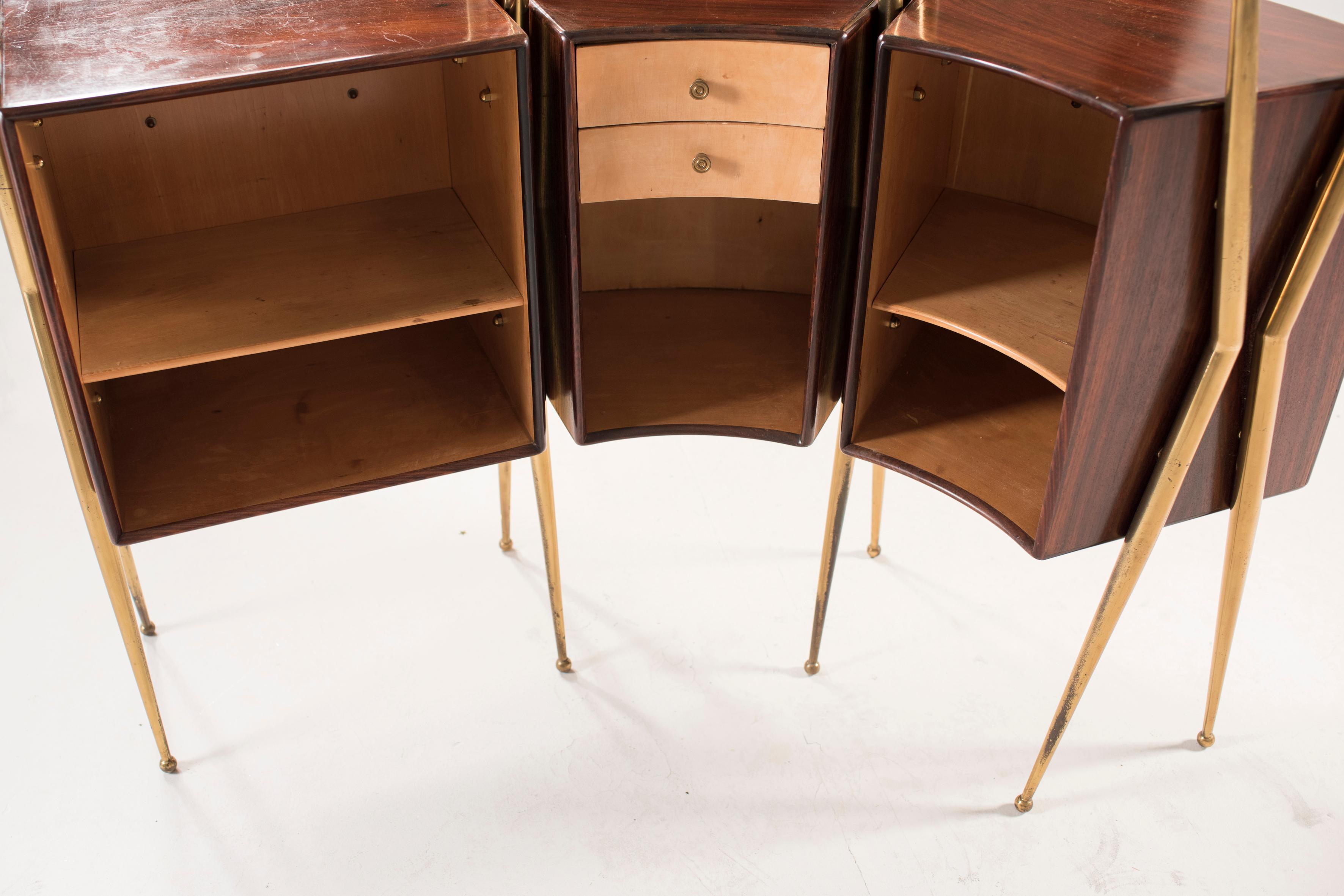 1960s Modernist Italian Cocktail Bar Set Cabinet and stools Gio Ponti Manner 4