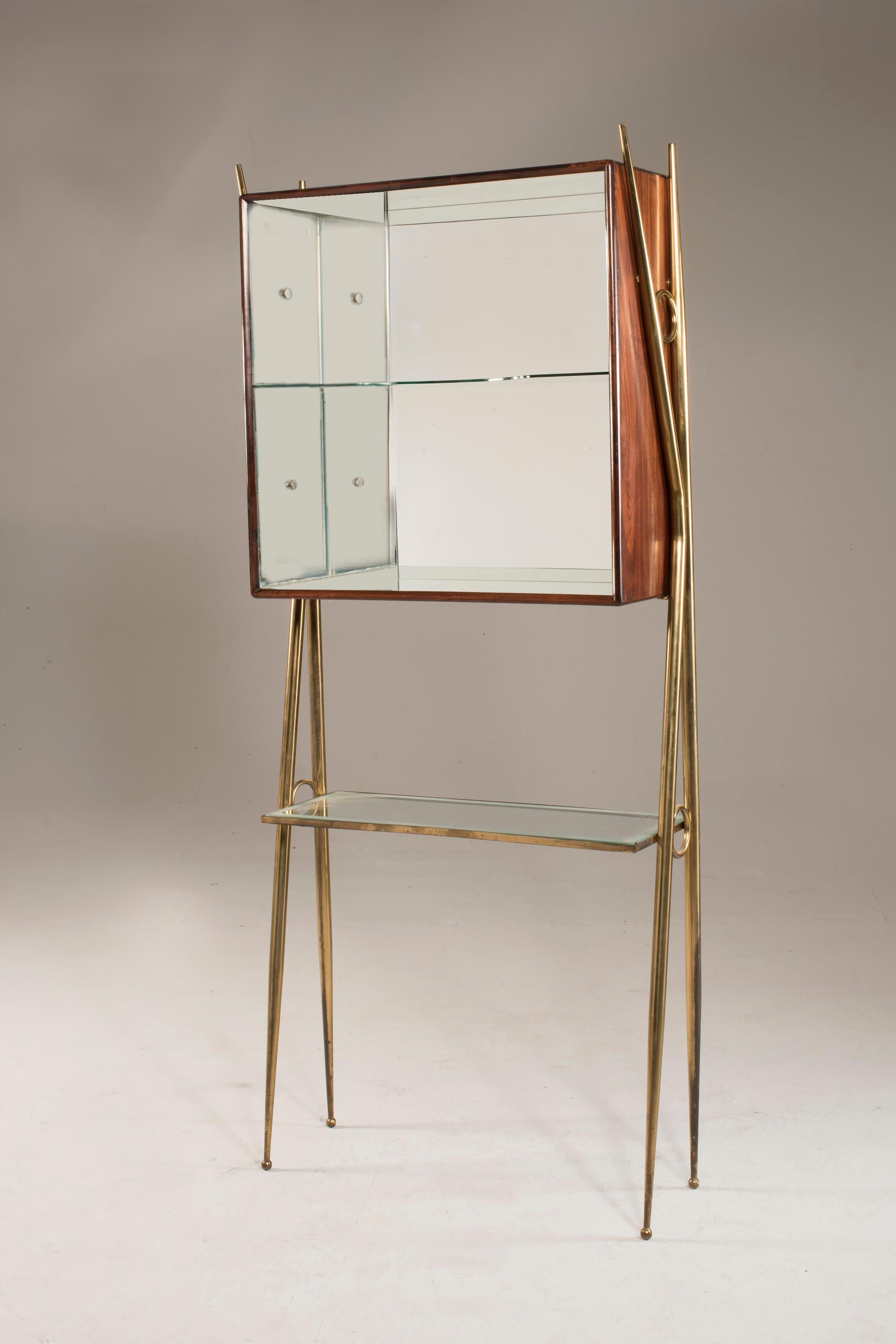 1960s Modernist Italian Cocktail Bar Set Cabinet and stools Gio Ponti Manner 7