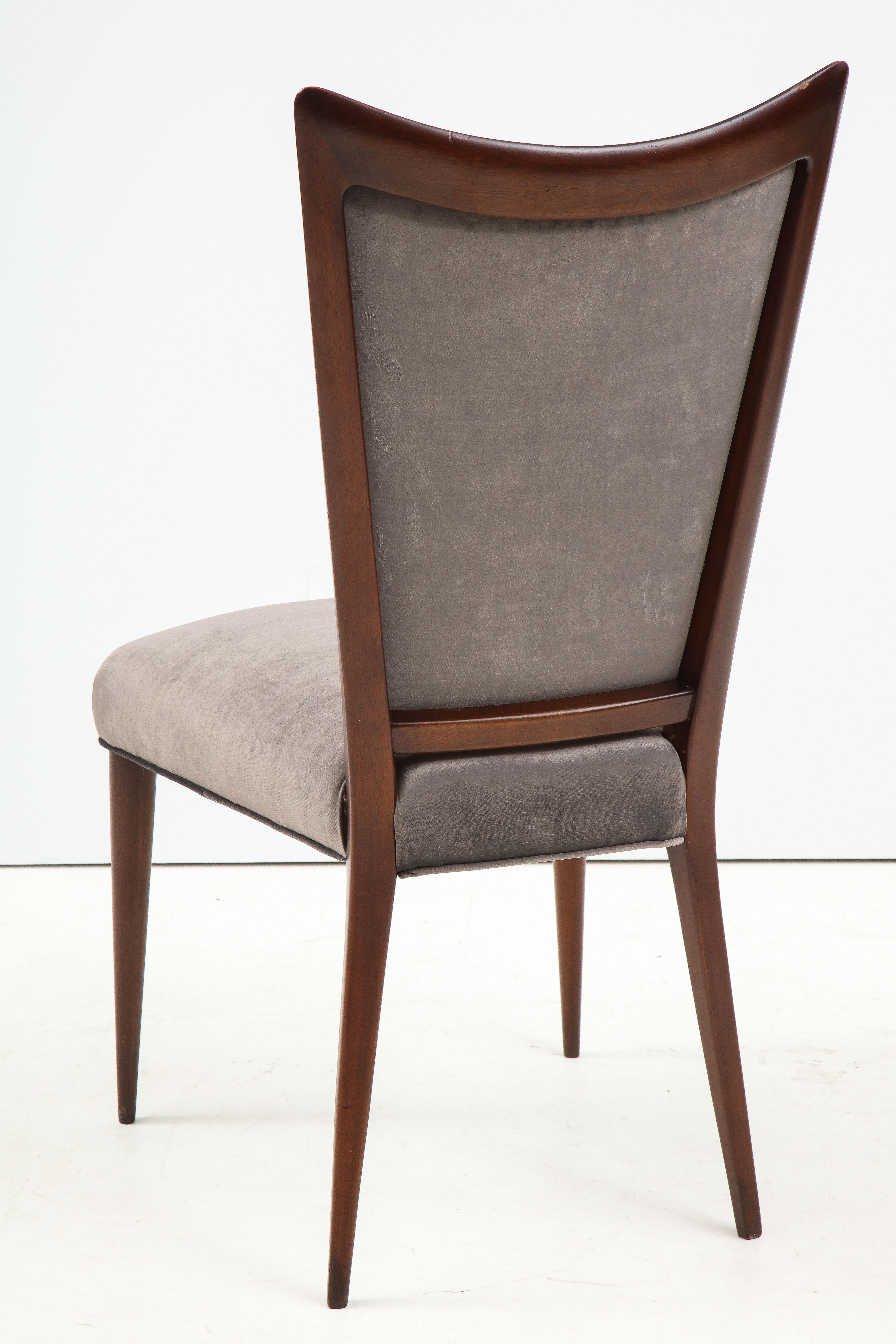 1960s Modernist Italian Walnut Dining Chairs For Sale 5