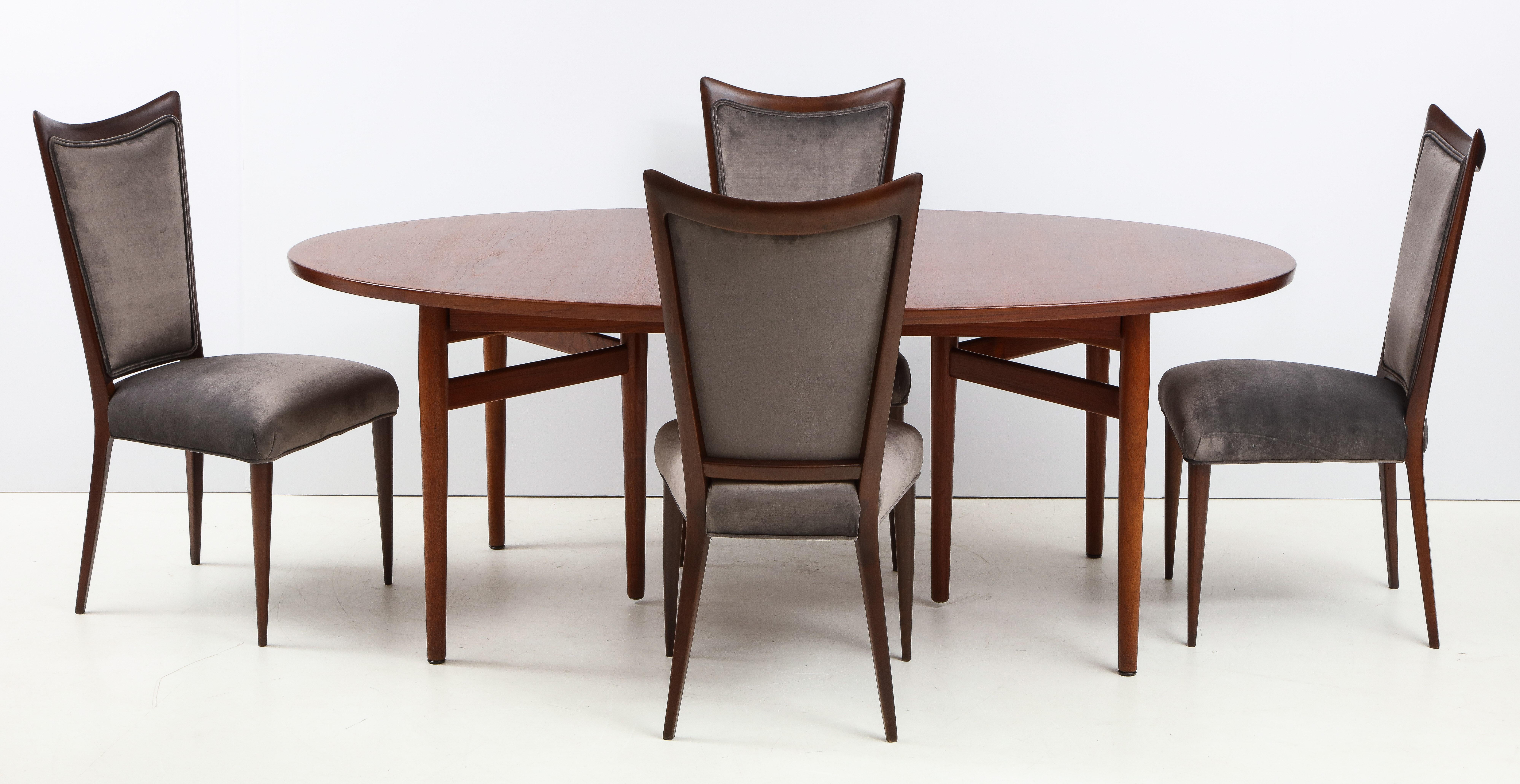 1960s Modernist Italian Walnut Dining Chairs For Sale 6
