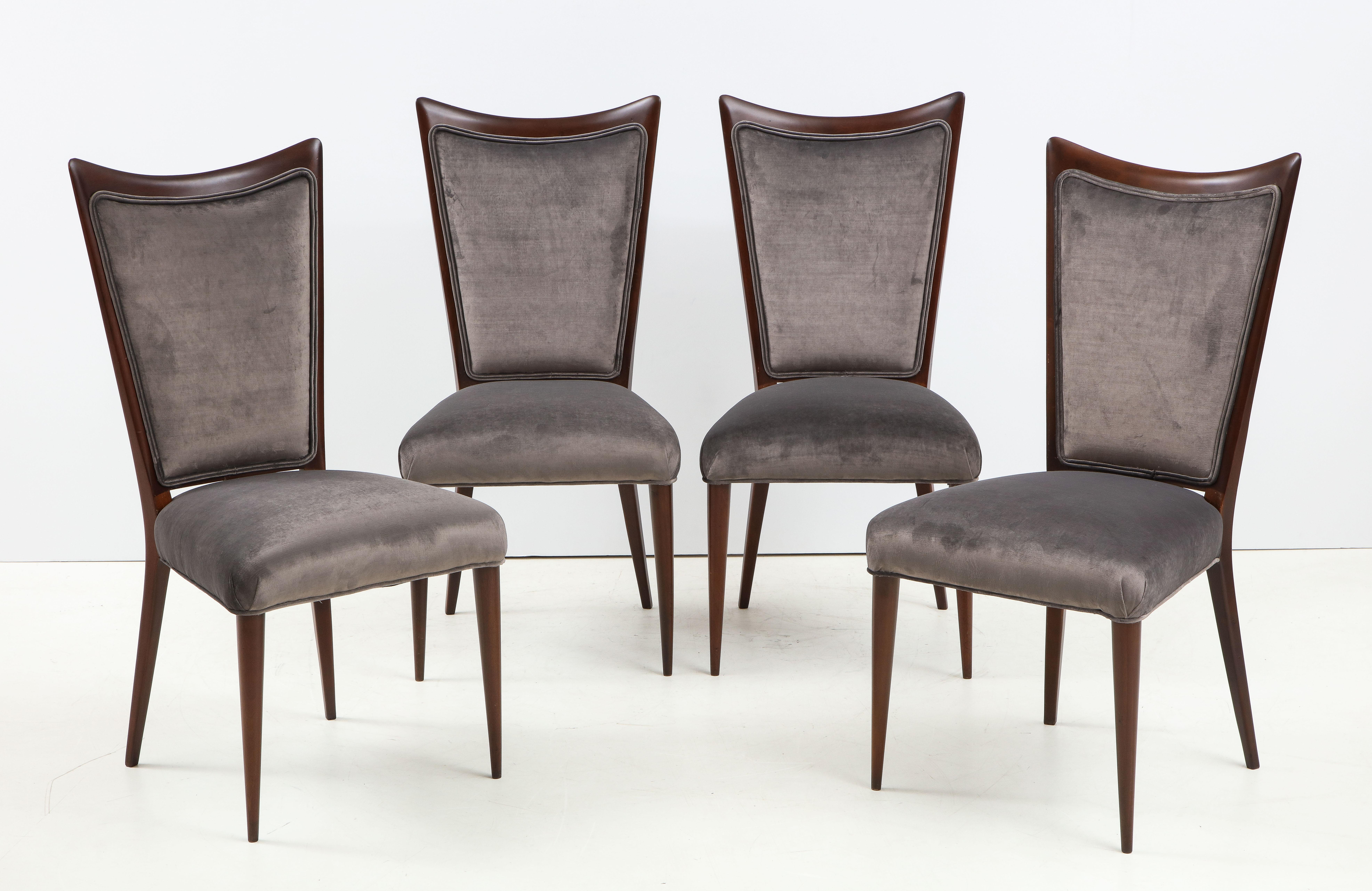 Mid-Century Modern 1960s Modernist Italian Walnut Dining Chairs For Sale