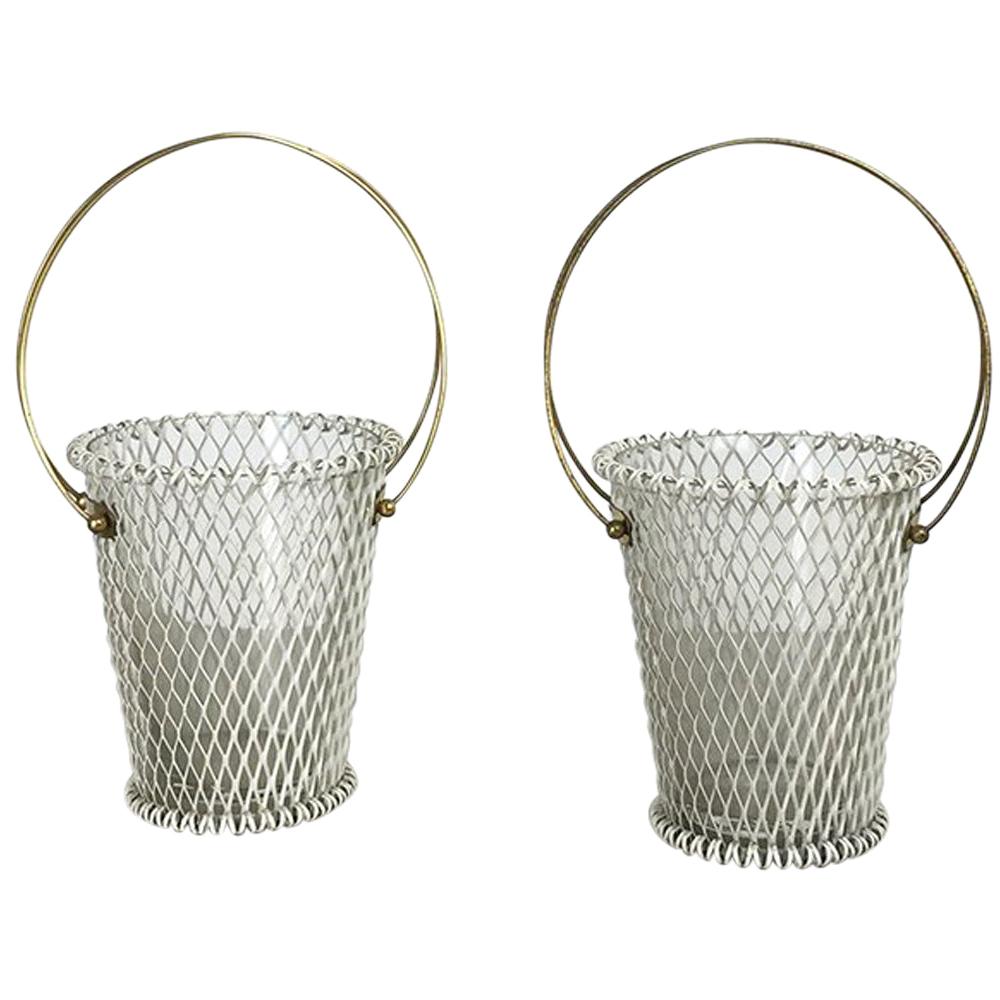 1960s Modernist Mategot Style Set of Two Flower Pot Plant Stands Vases, France