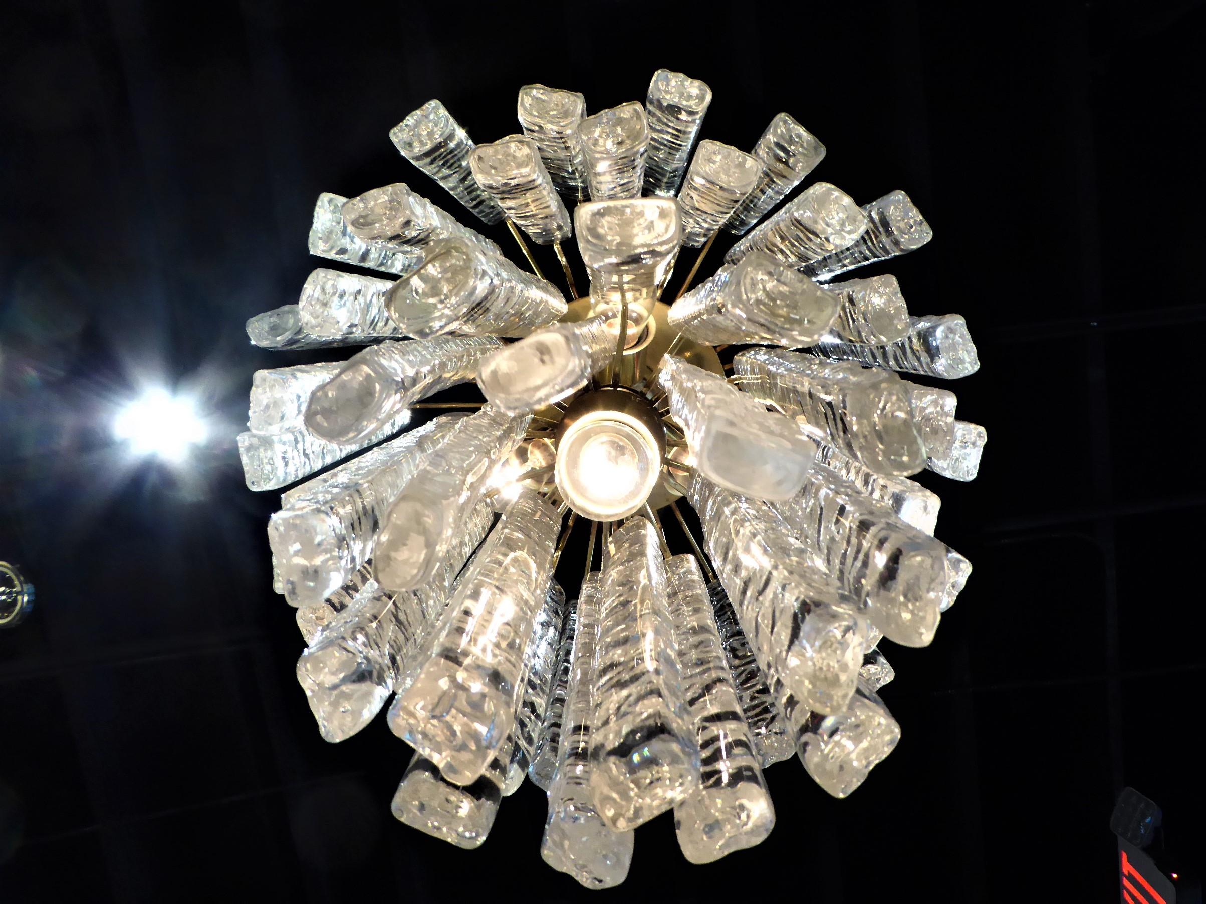 1960s Modernist Mazzega Murano Textured Crystal Chandelier 4