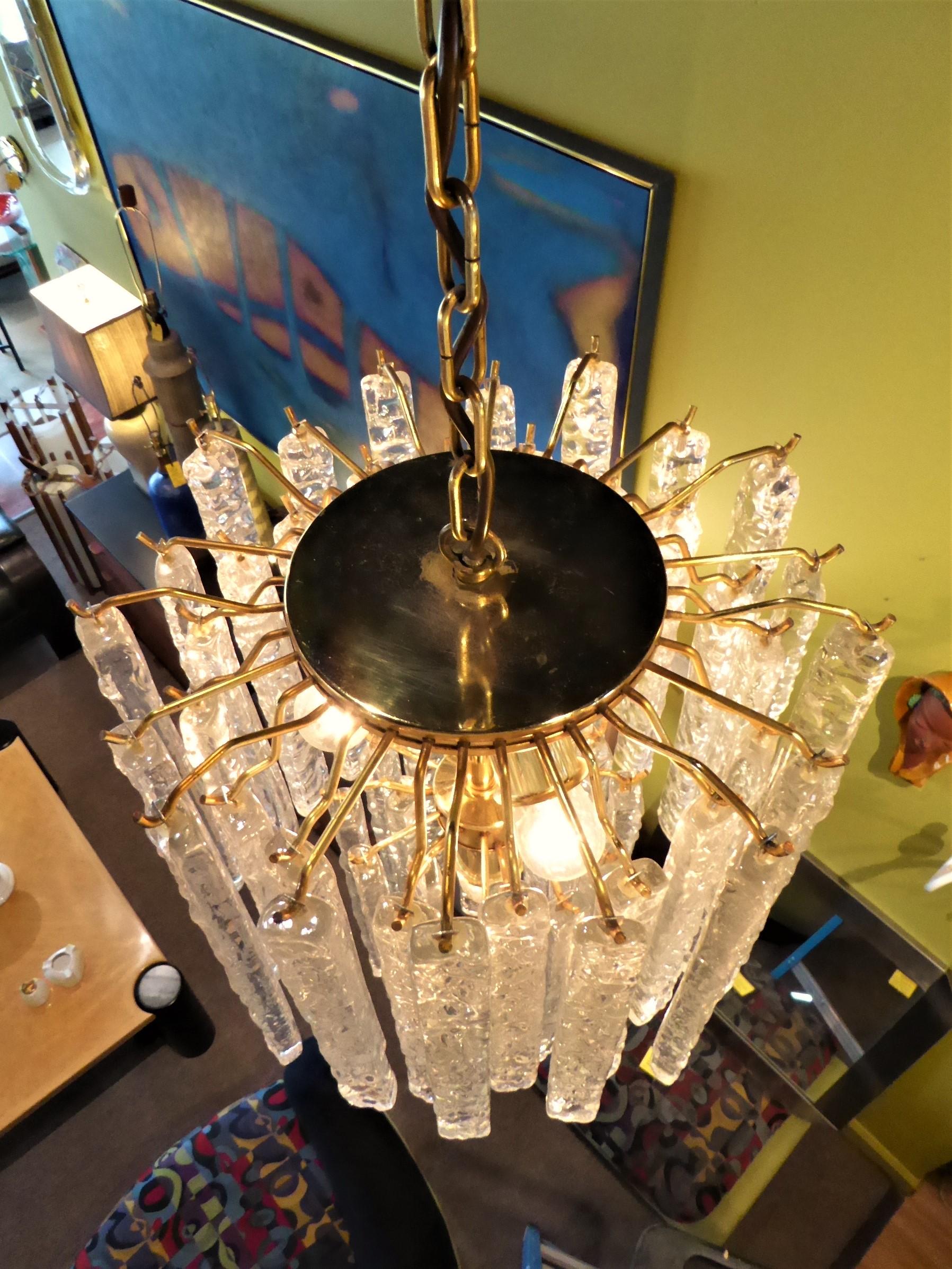 1960s Modernist Mazzega Murano Textured Crystal Chandelier 7