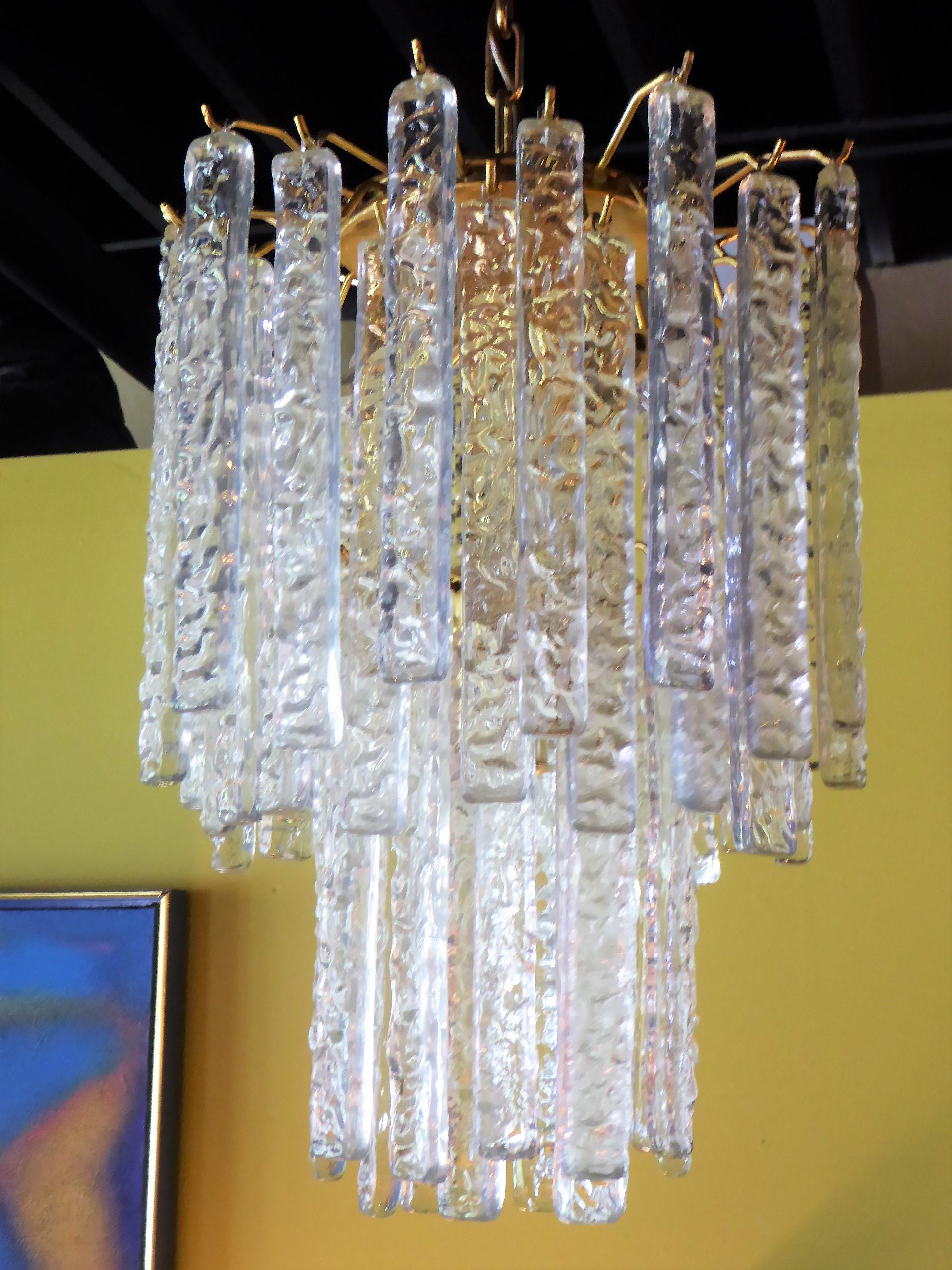 1960s Modernist Mazzega Murano Textured Crystal Chandelier 2