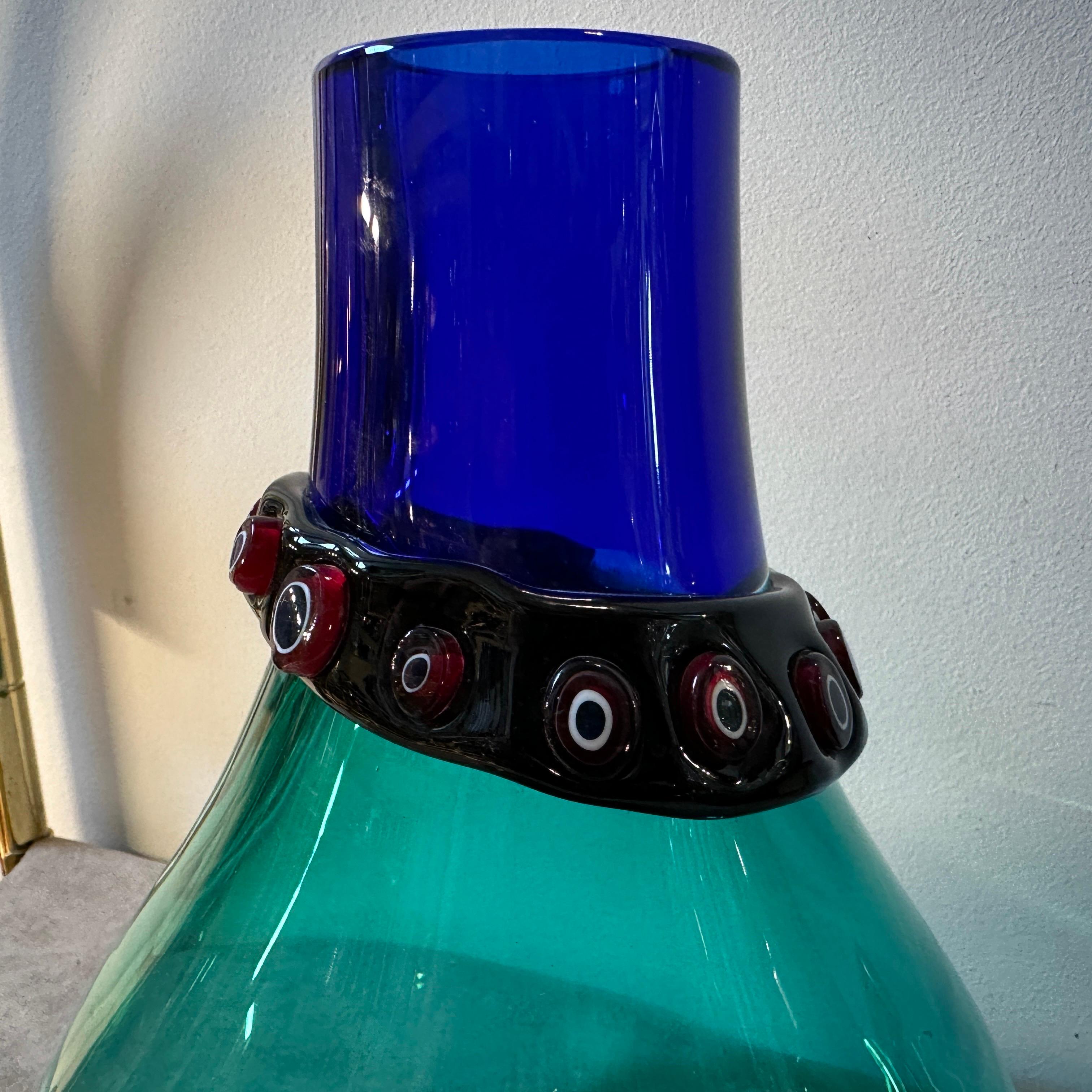Hand-Crafted 1960s Modernist Murano Glass Incalmo Vase by Alfredo Barbini For Sale