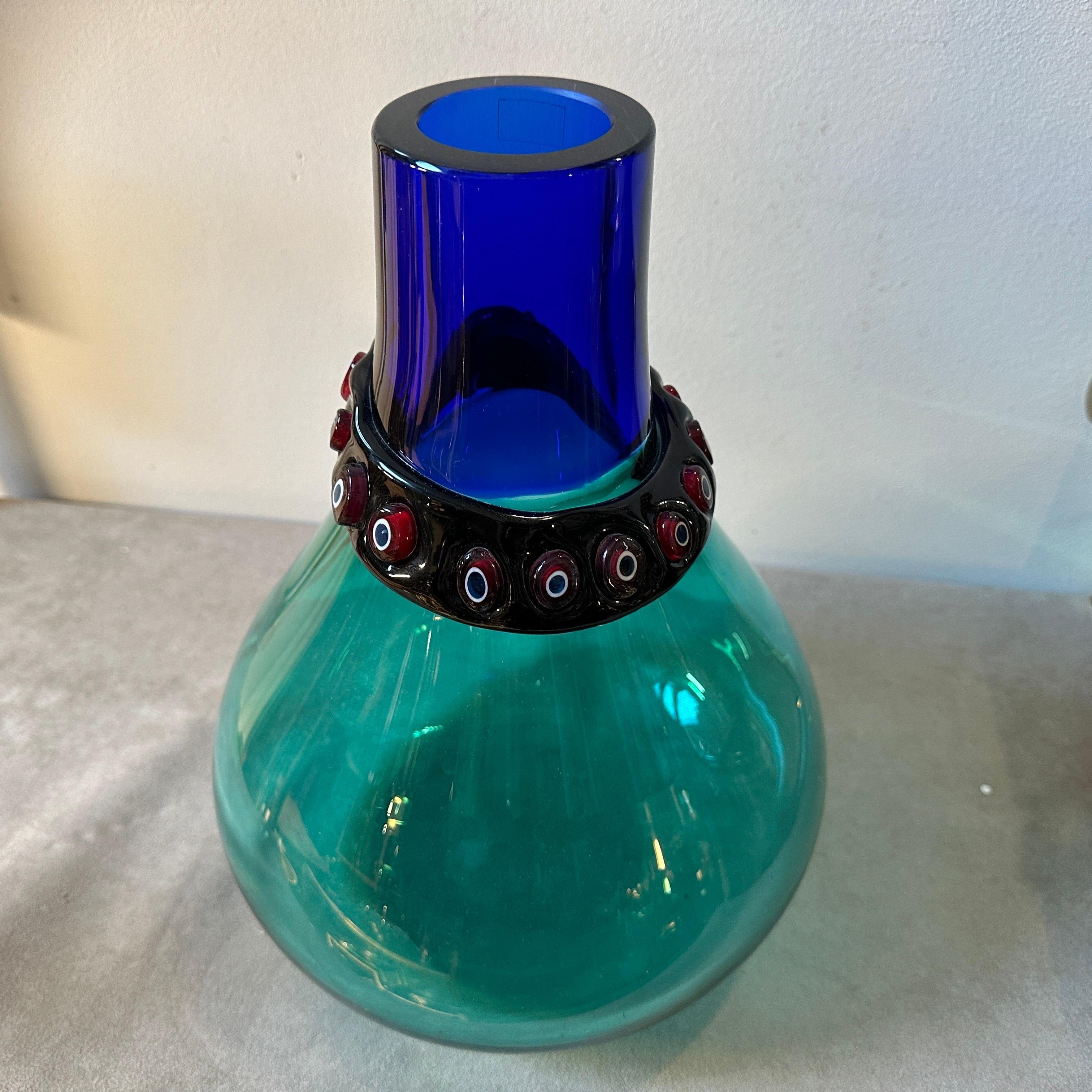 20th Century 1960s Modernist Murano Glass Incalmo Vase by Alfredo Barbini For Sale