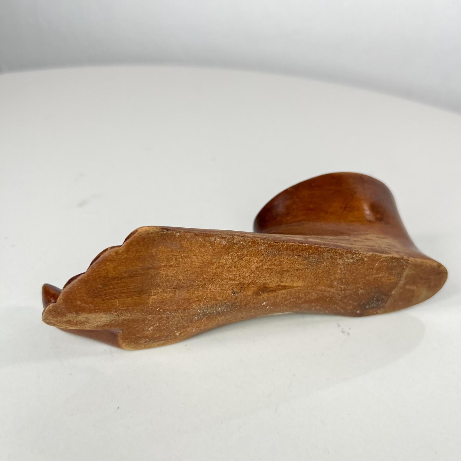 1960s Modernist Ashtray Pipe Holder Hand Carved Wood Foot 6