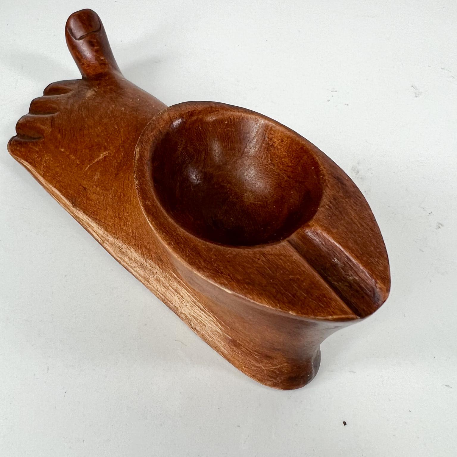 Mid-20th Century 1960s Modernist Ashtray Pipe Holder Hand Carved Wood Foot