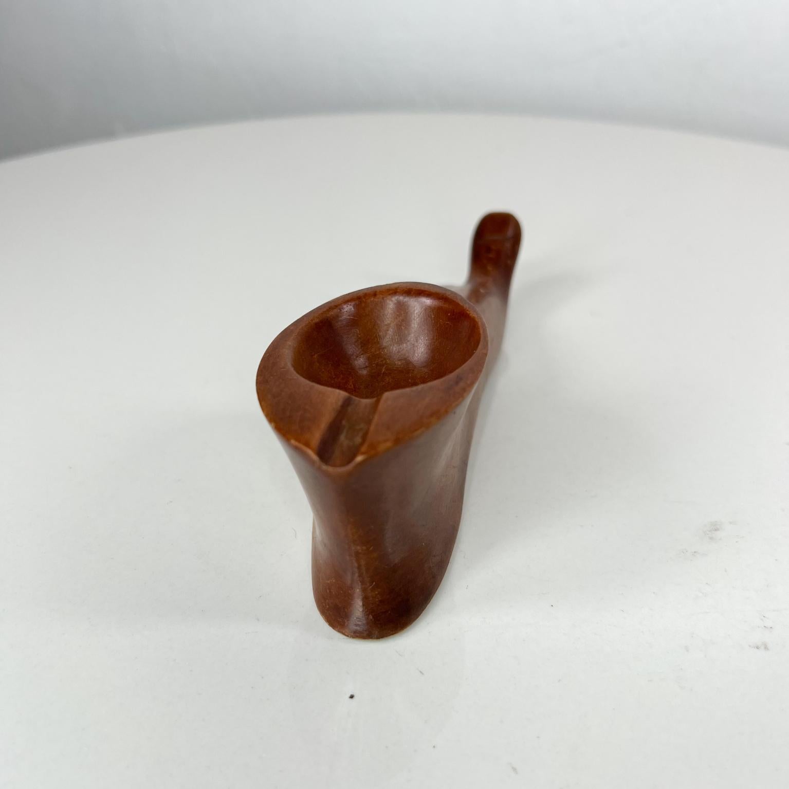1960s Modernist Ashtray Pipe Holder Hand Carved Wood Foot 1