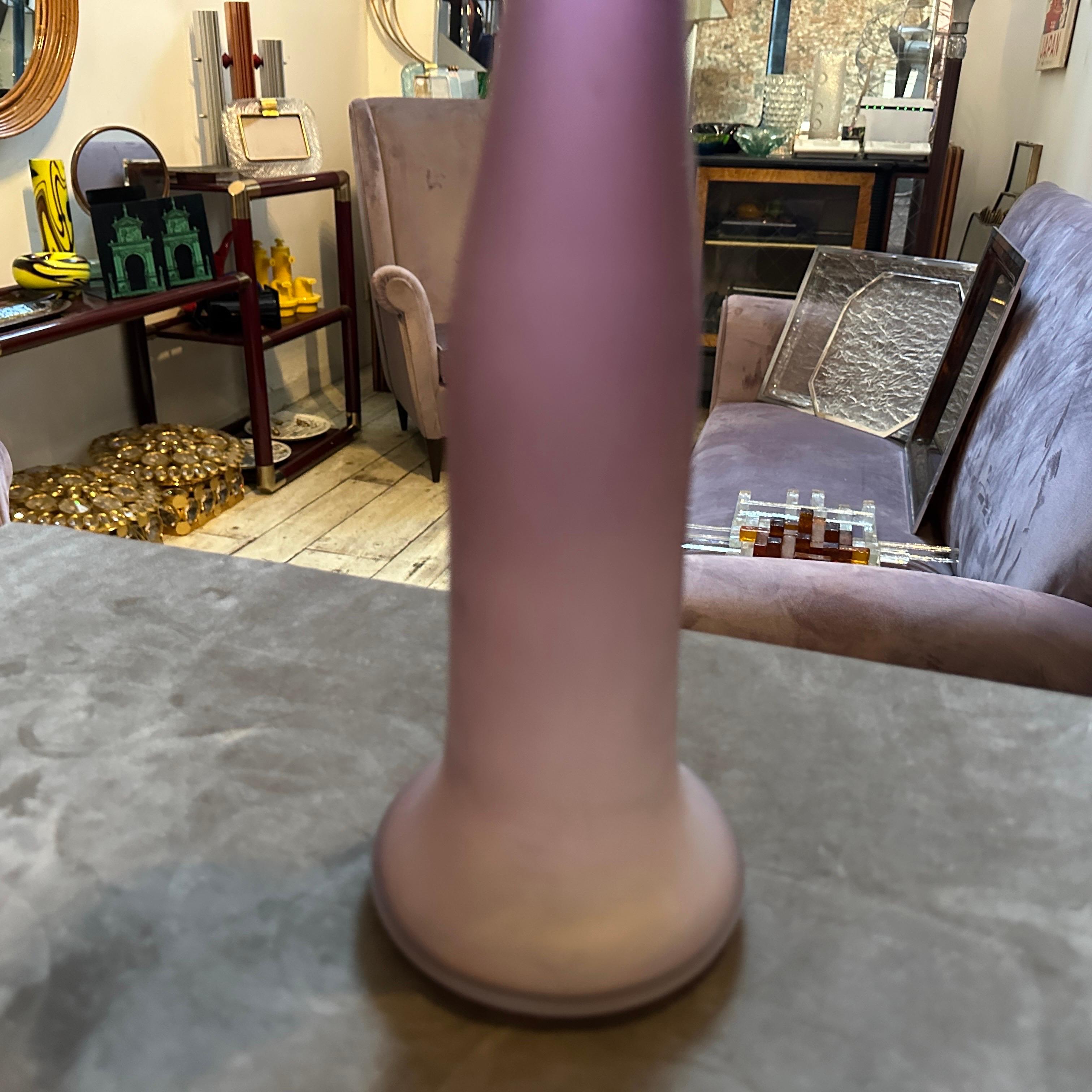 Hand-Crafted 1960s Modernist Purple Scavo Murano Glass Vase by Cenedese For Sale
