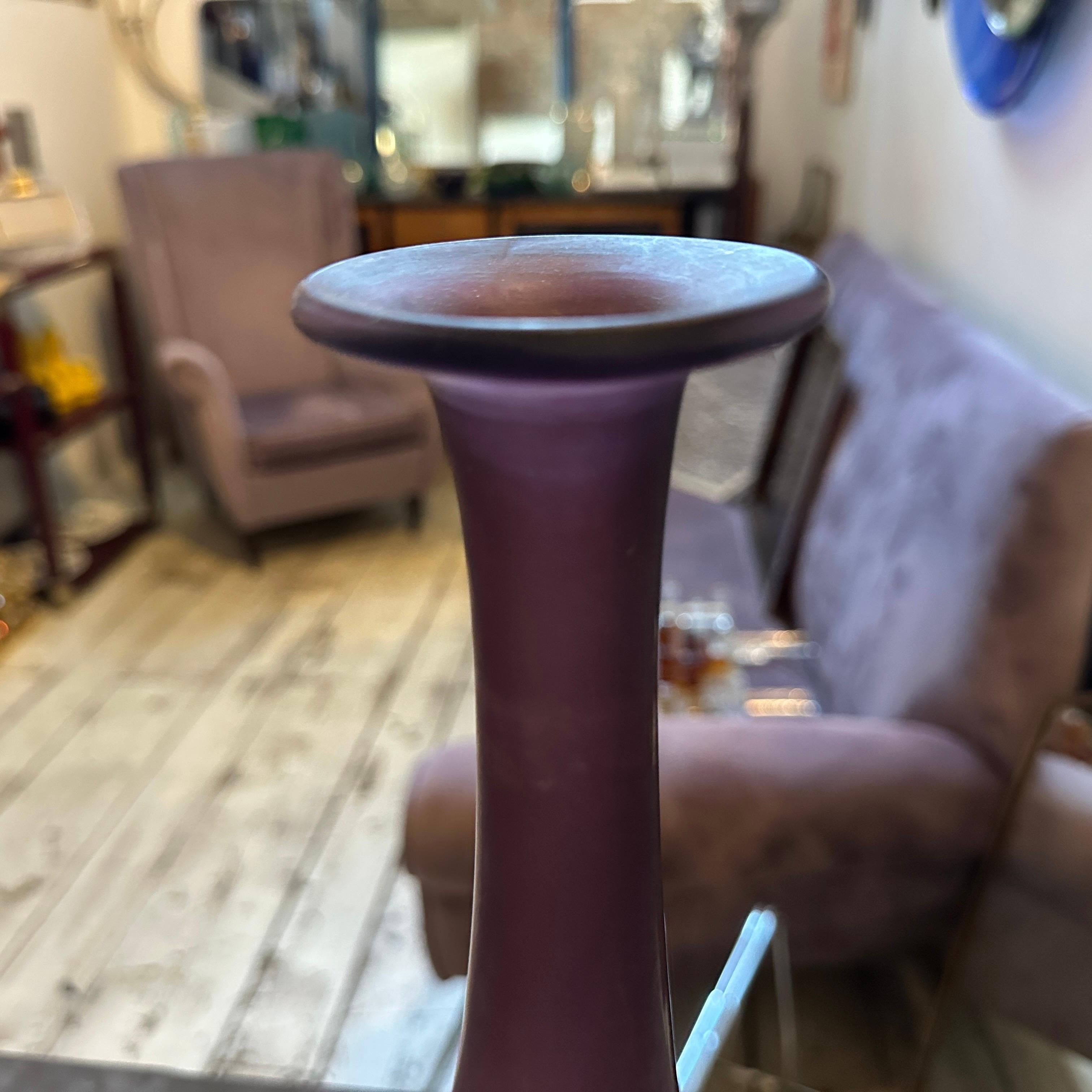 20th Century 1960s Modernist Purple Scavo Murano Glass Vase by Cenedese For Sale