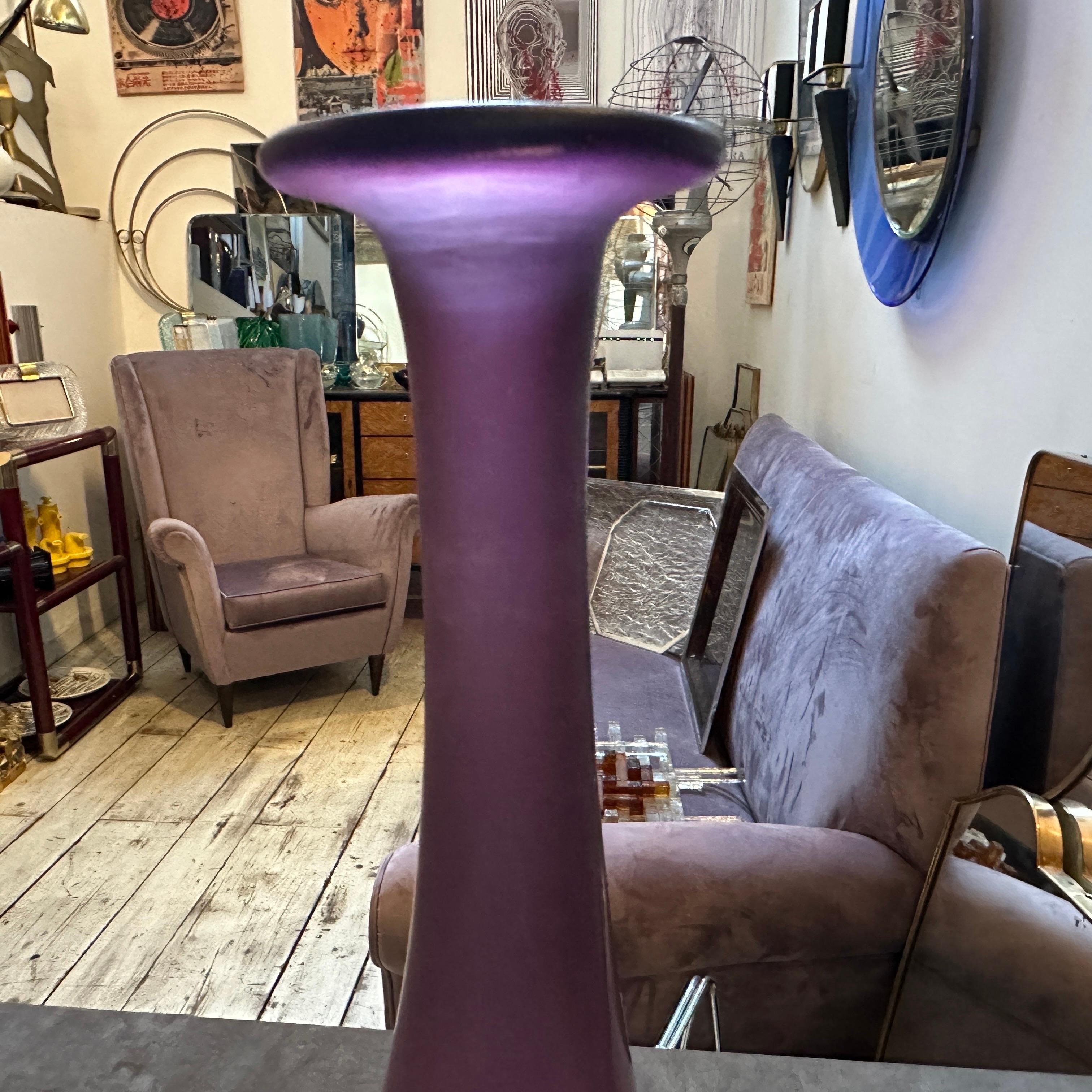 1960s Modernist Purple Scavo Murano Glass Vase by Cenedese For Sale 1
