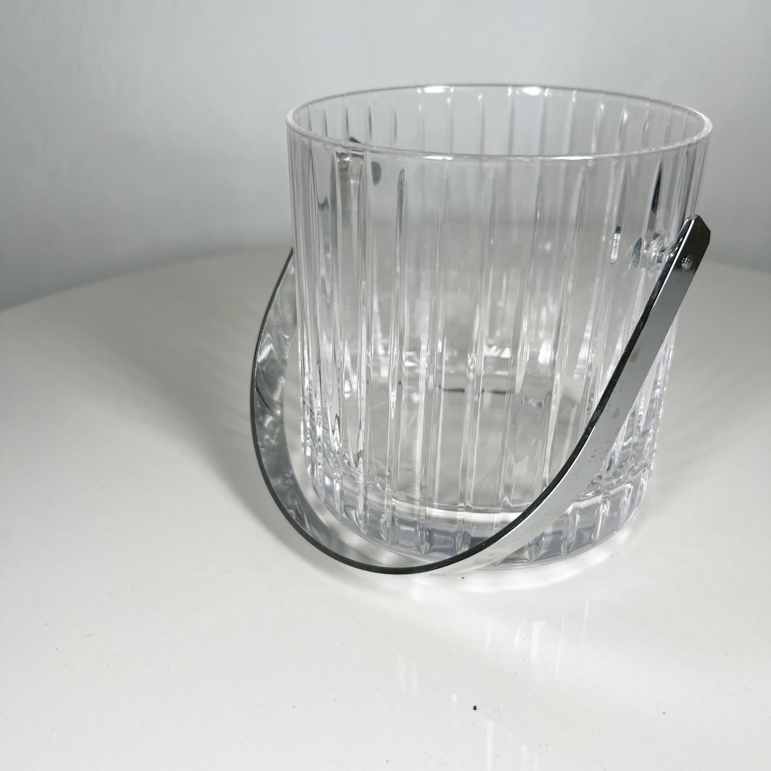 1960s Modernist Ribbed Crystal Glass Ice Bucket from Italy For Sale 5