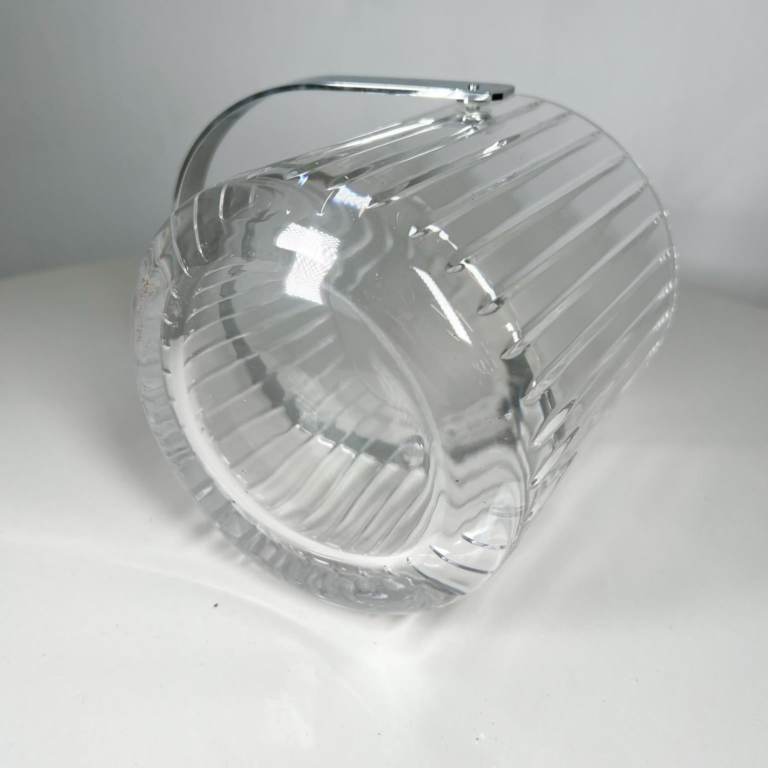 1960s Modernist Ribbed Crystal Glass Ice Bucket from Italy For Sale 7