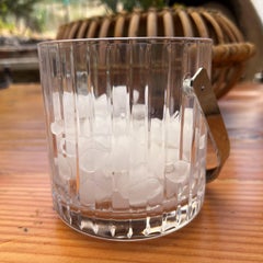 1960s Modernist Ribbed Crystal Glass Ice Bucket from Italy