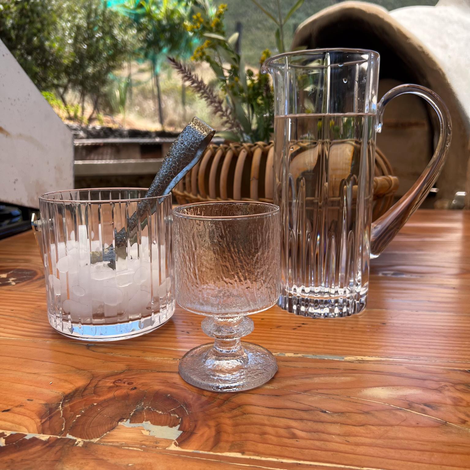 Mid-Century Modern Seau à glace moderniste en verre et cristal nervuré des années 1960, Italie en vente