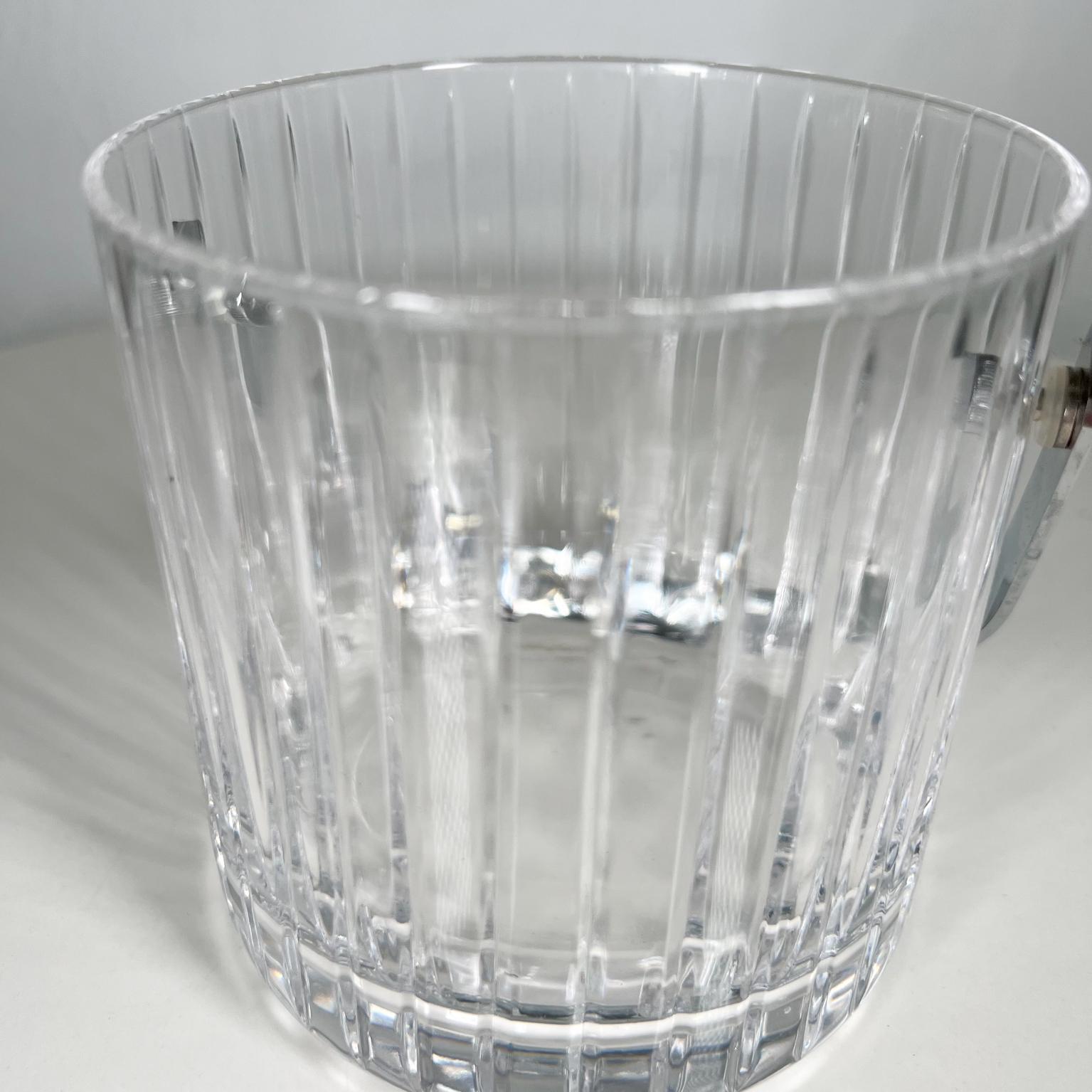 1960s Modernist Ribbed Crystal Glass Ice Bucket from Italy For Sale 1