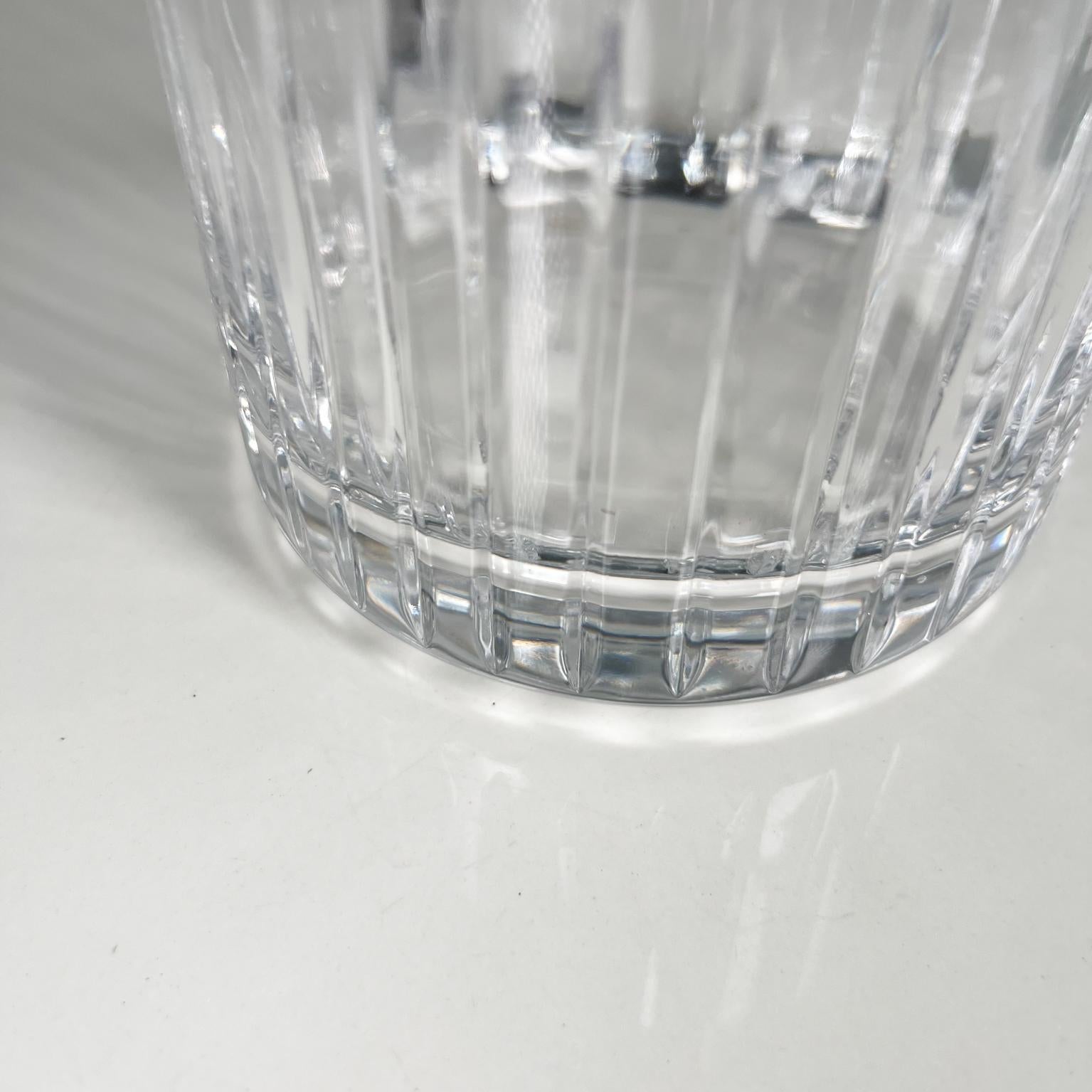 Metal 1960s Modernist Ribbed Crystal Glass Ice Bucket from Italy For Sale