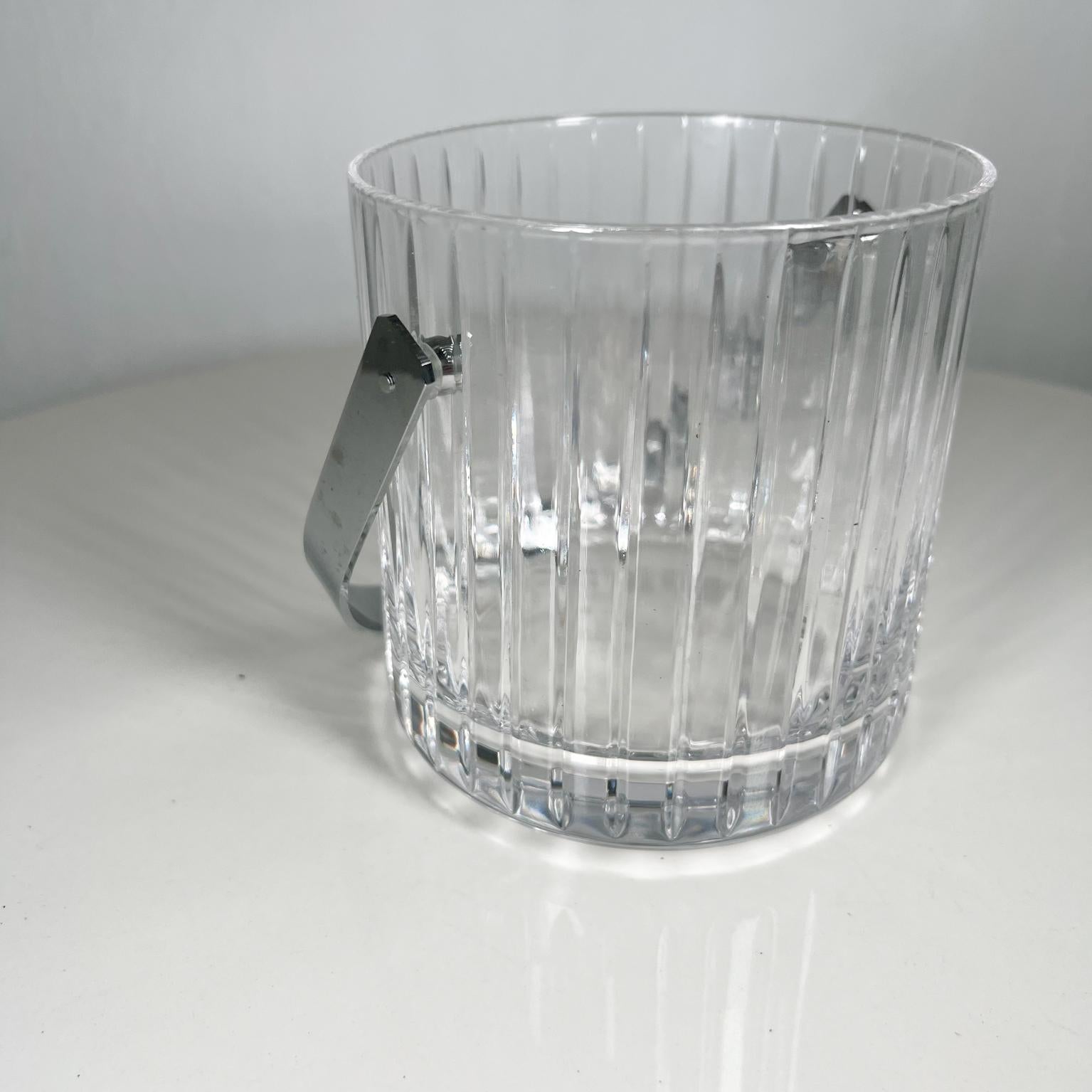 1960s Modernist Ribbed Crystal Glass Ice Bucket from Italy For Sale 1