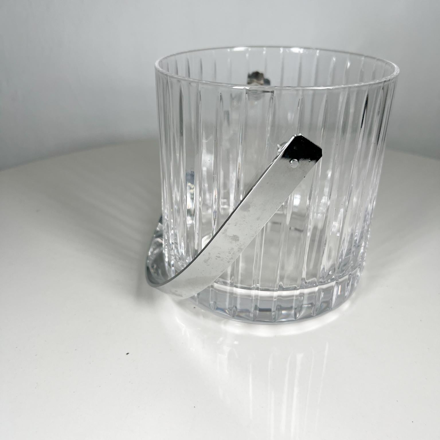1960s Modernist Ribbed Crystal Glass Ice Bucket from Italy For Sale 2